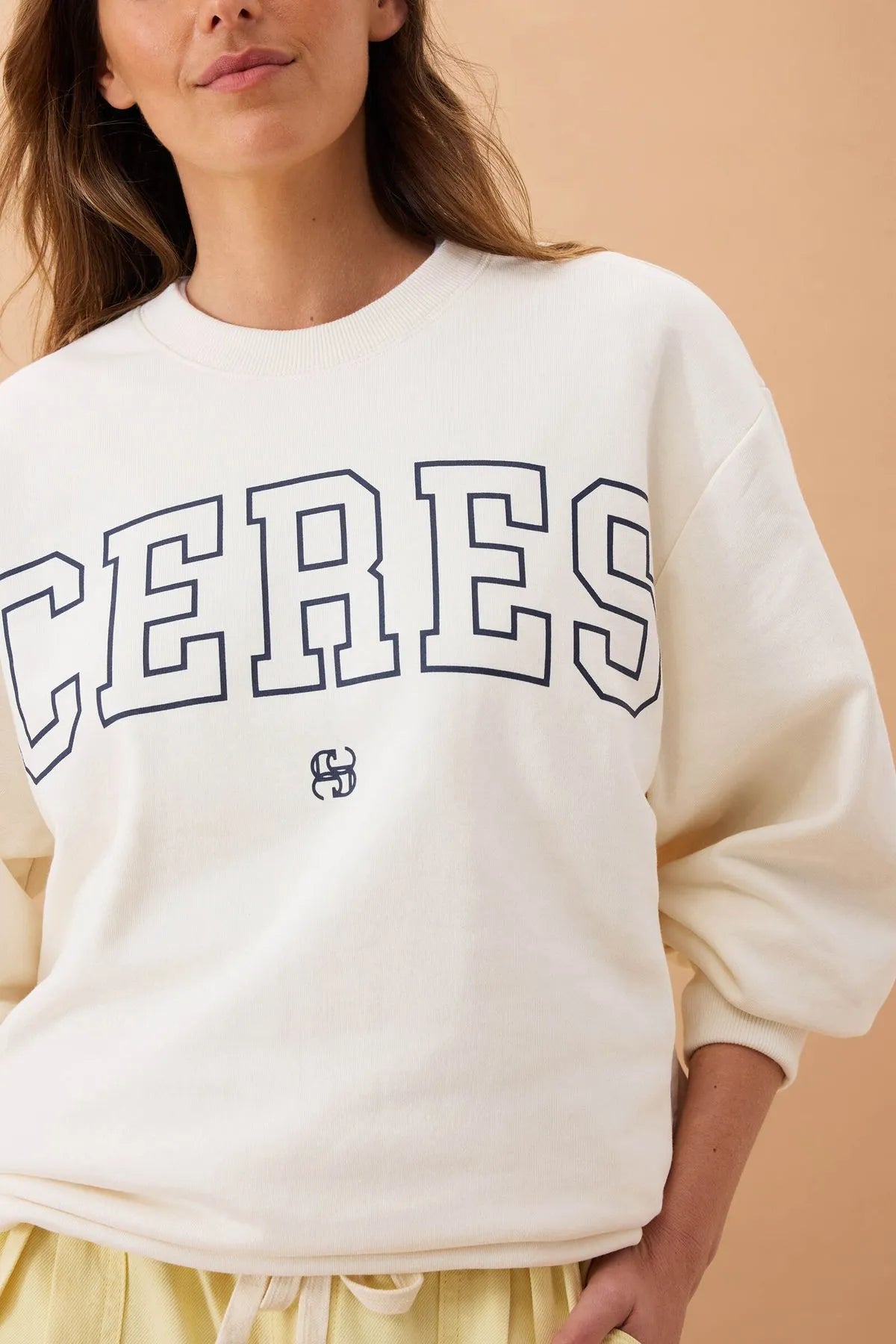 CERES LIFE ISLA OVERSIZED SLOUCHY CREW WINTER WHITE