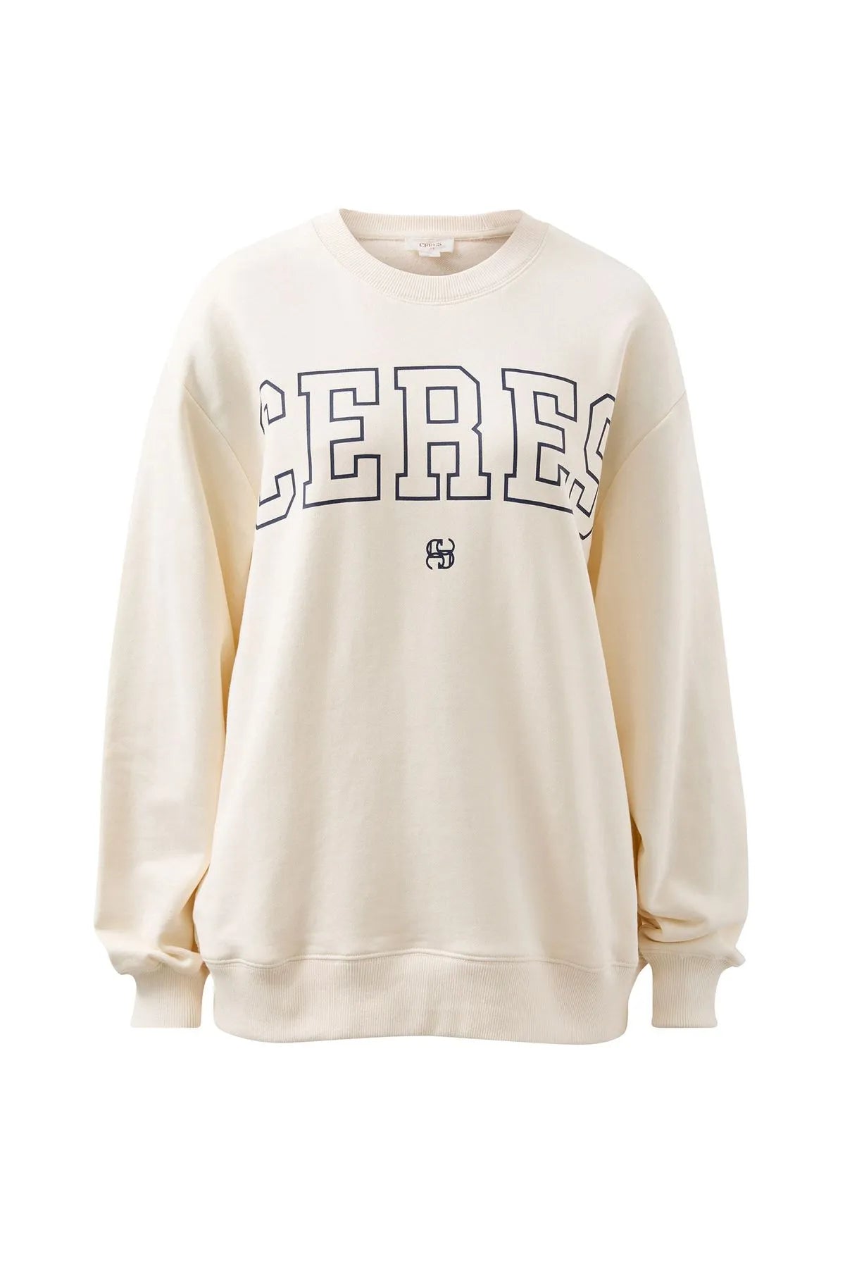 CERES LIFE ISLA OVERSIZED SLOUCHY CREW WINTER WHITE