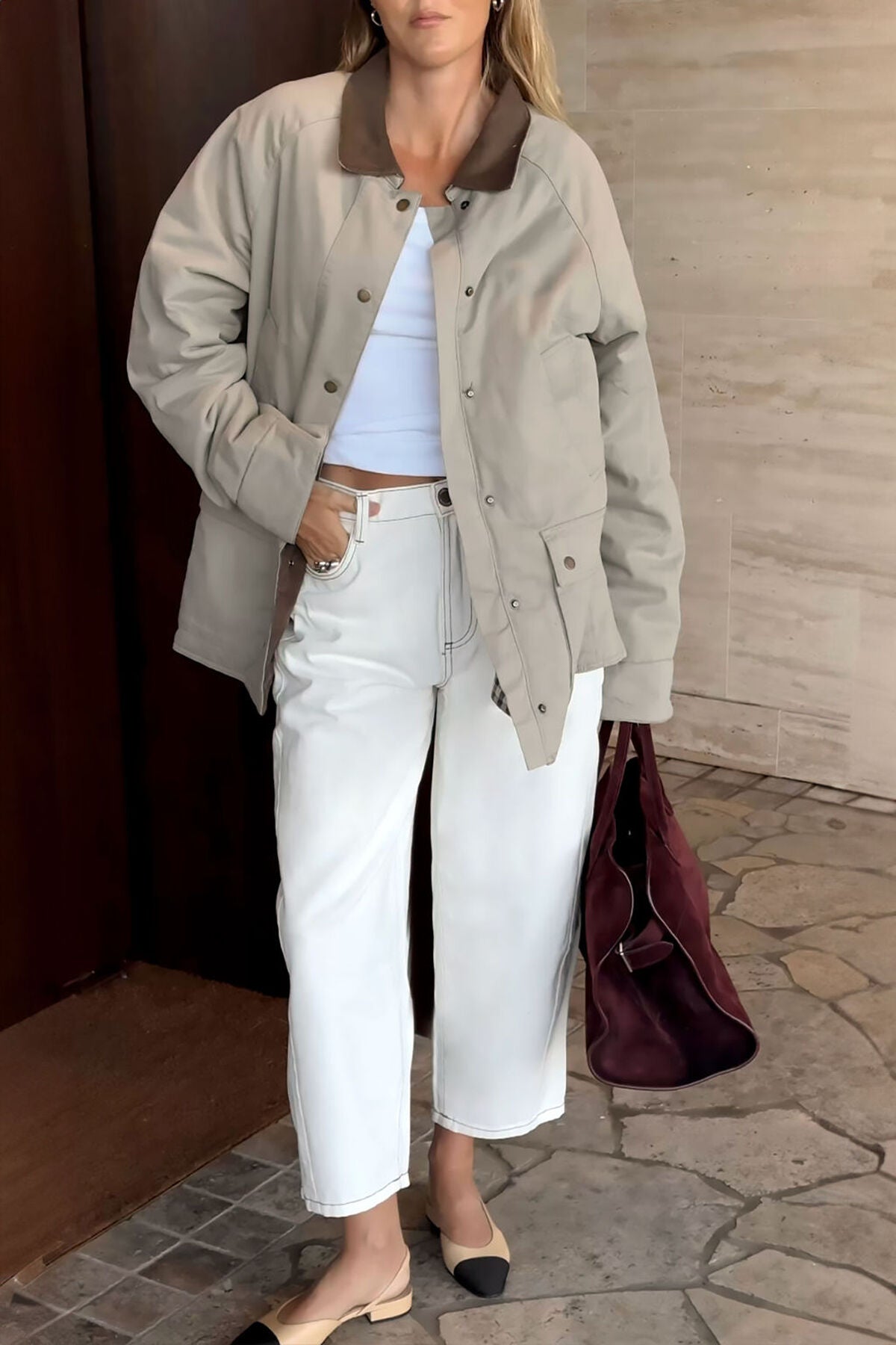 CERES LIFE MAGGIE TAPERED BARREL JEAN FRESH ECRU