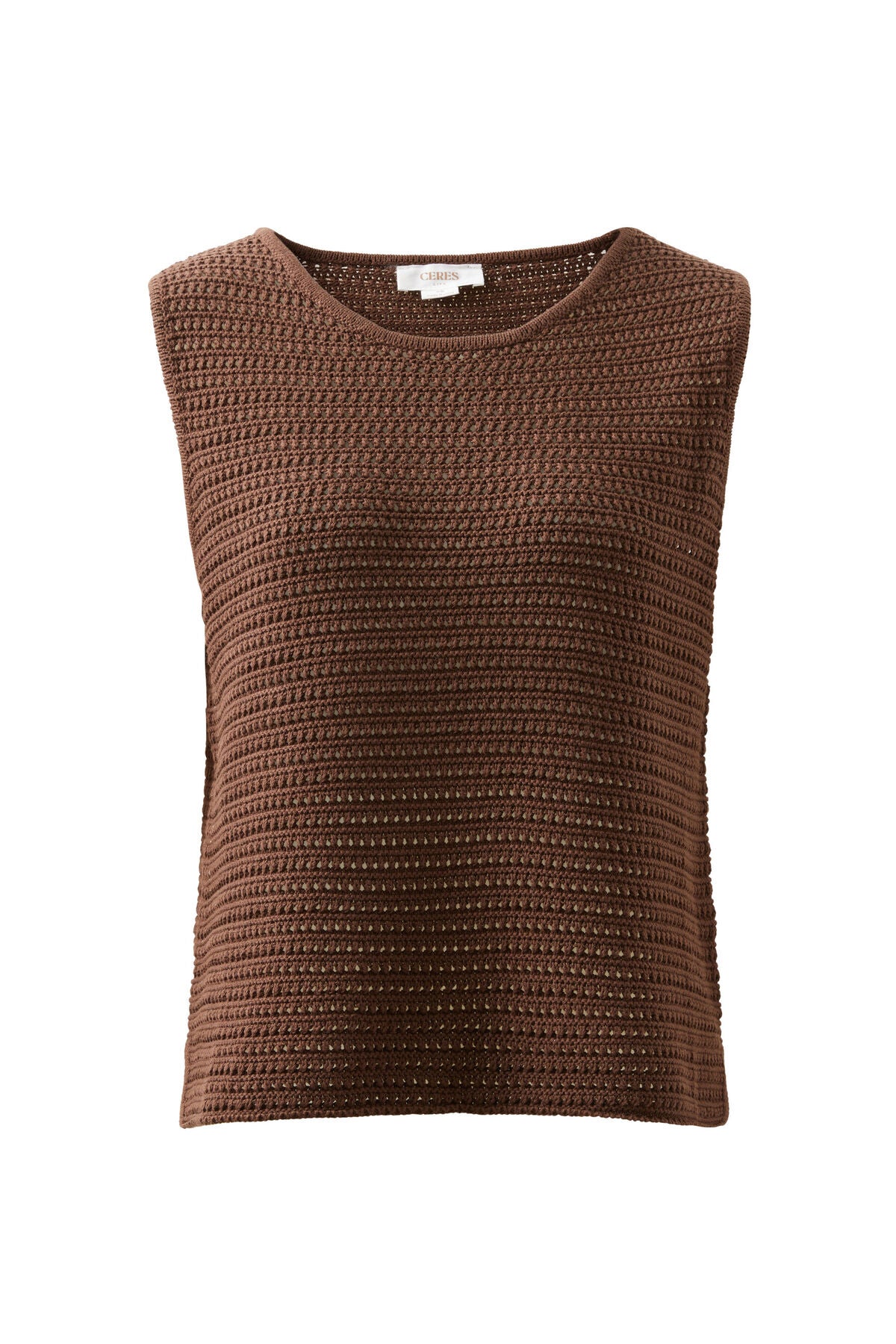 CERES LIFE MARGOT MESH KNIT TANK CHOCOLATE