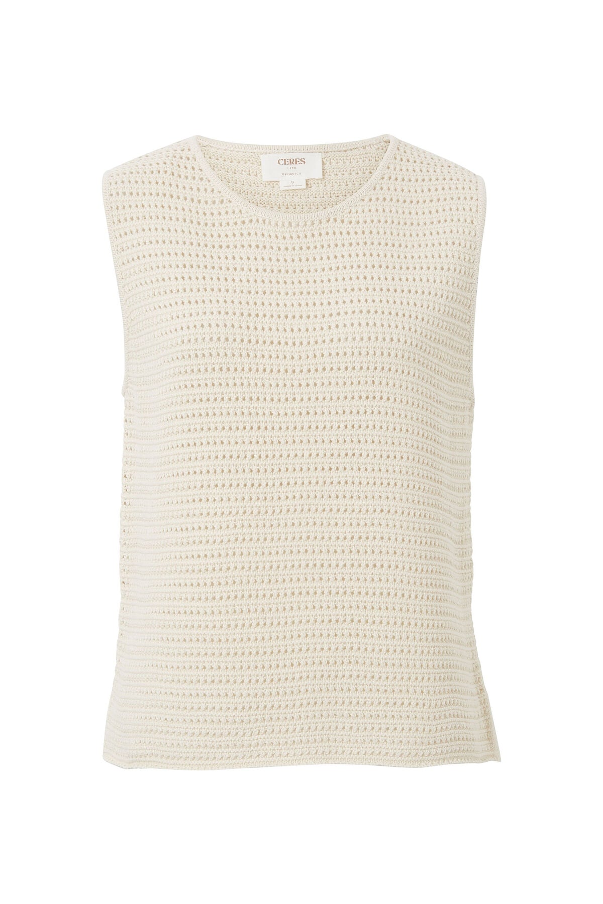 CERES LIFE MARGOT MESH KNIT TANK ECRU