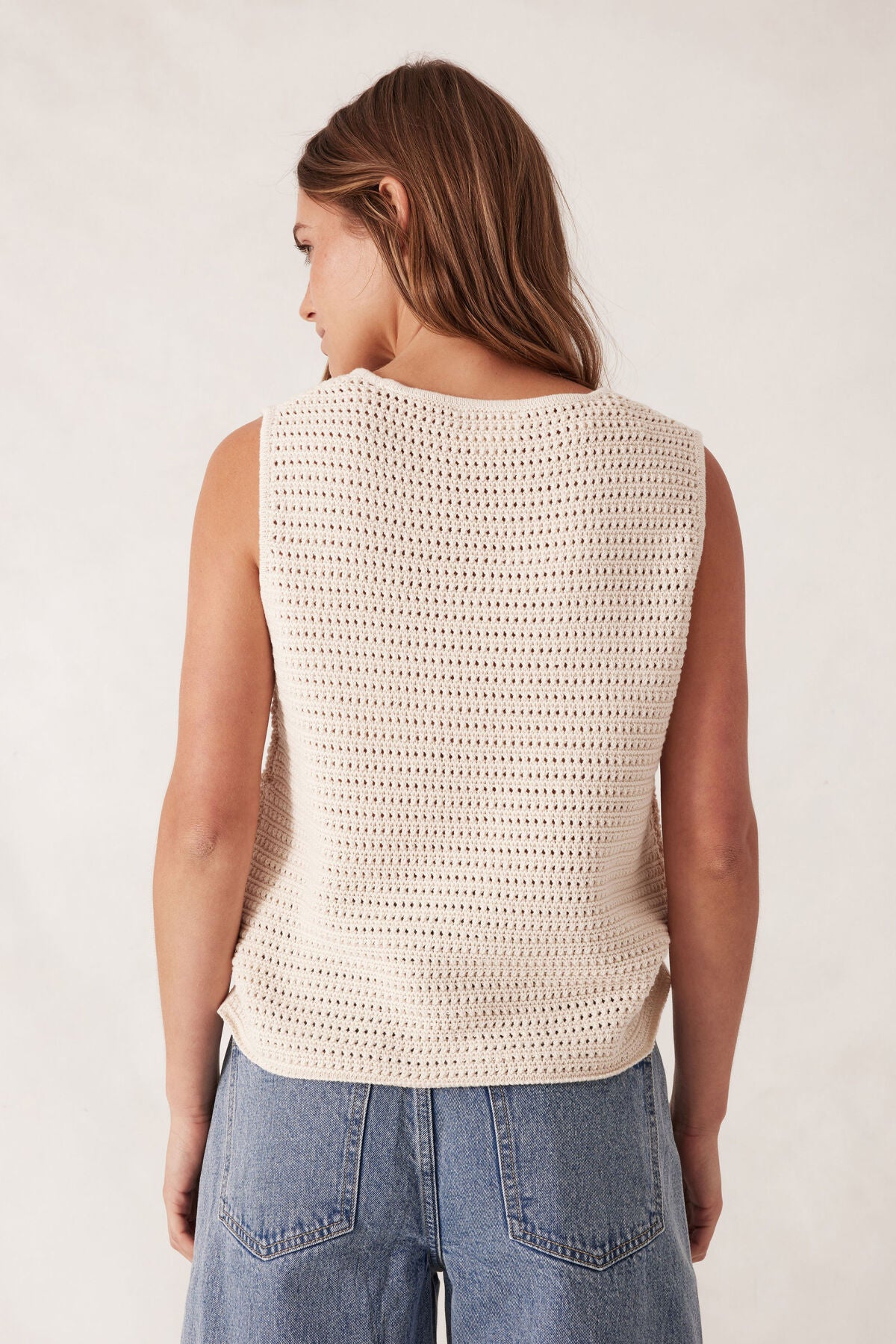 CERES LIFE MARGOT MESH KNIT TANK ECRU