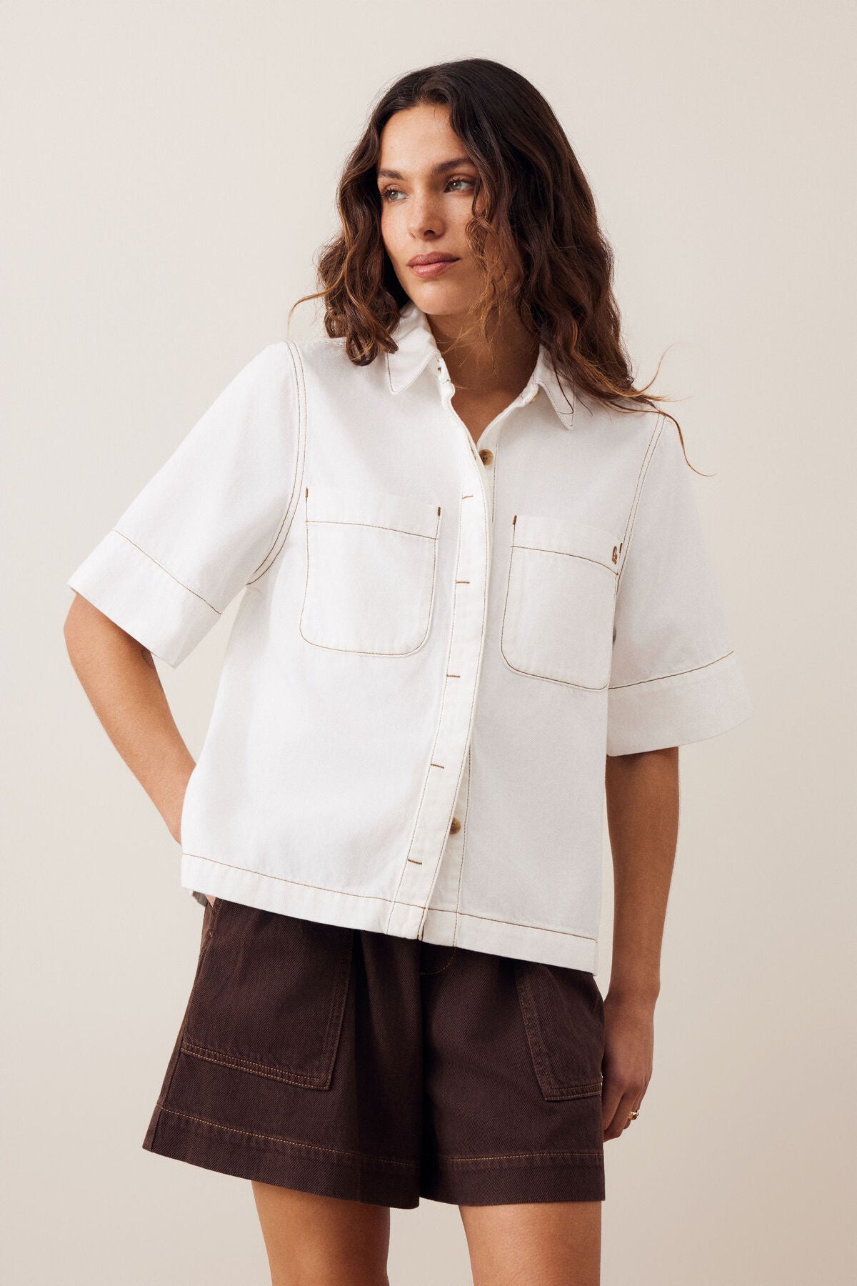 CERES LIFE NOA SHORT SLEEVE SHIRT FRESH ECRU