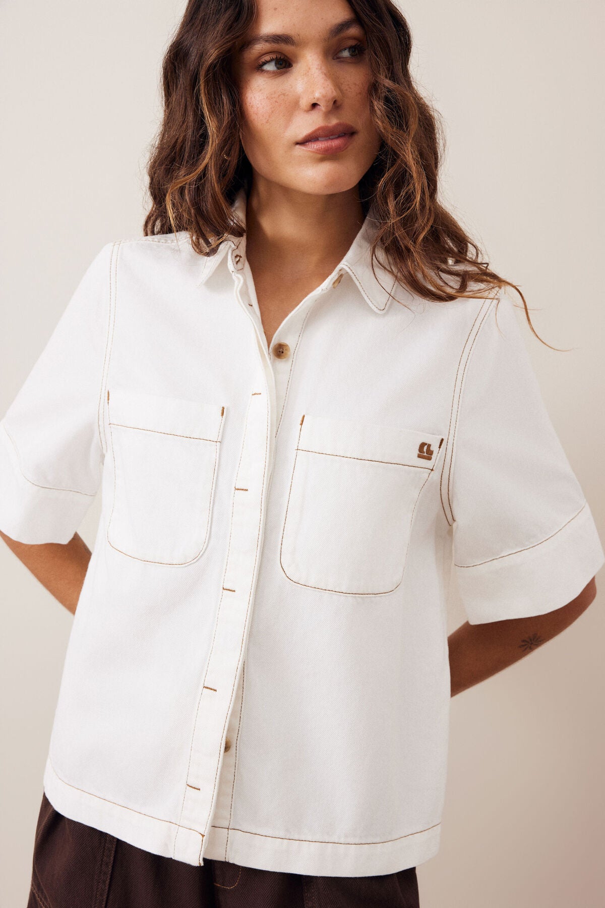 CERES LIFE NOA SHORT SLEEVE SHIRT FRESH ECRU