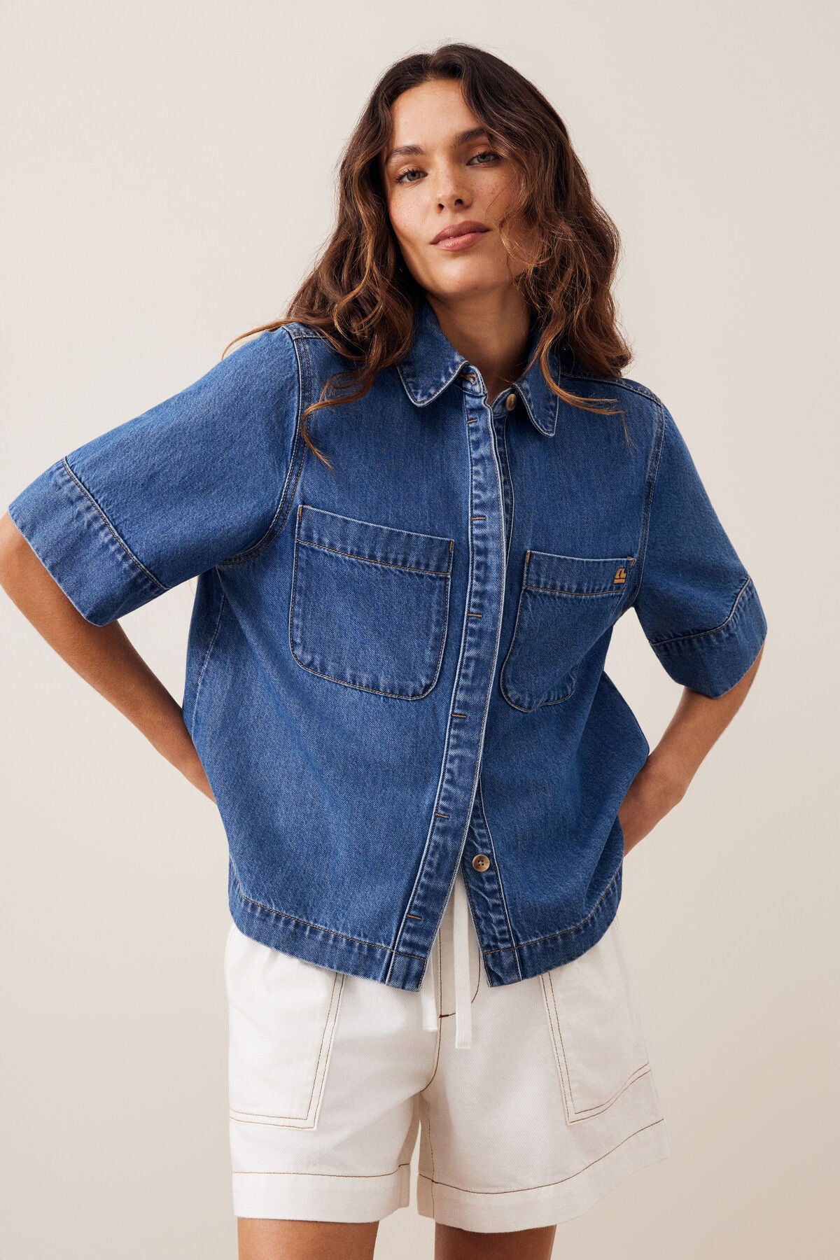 CERES LIFE NOA SHORT SLEEVE SHIRT FRESH INDIGO