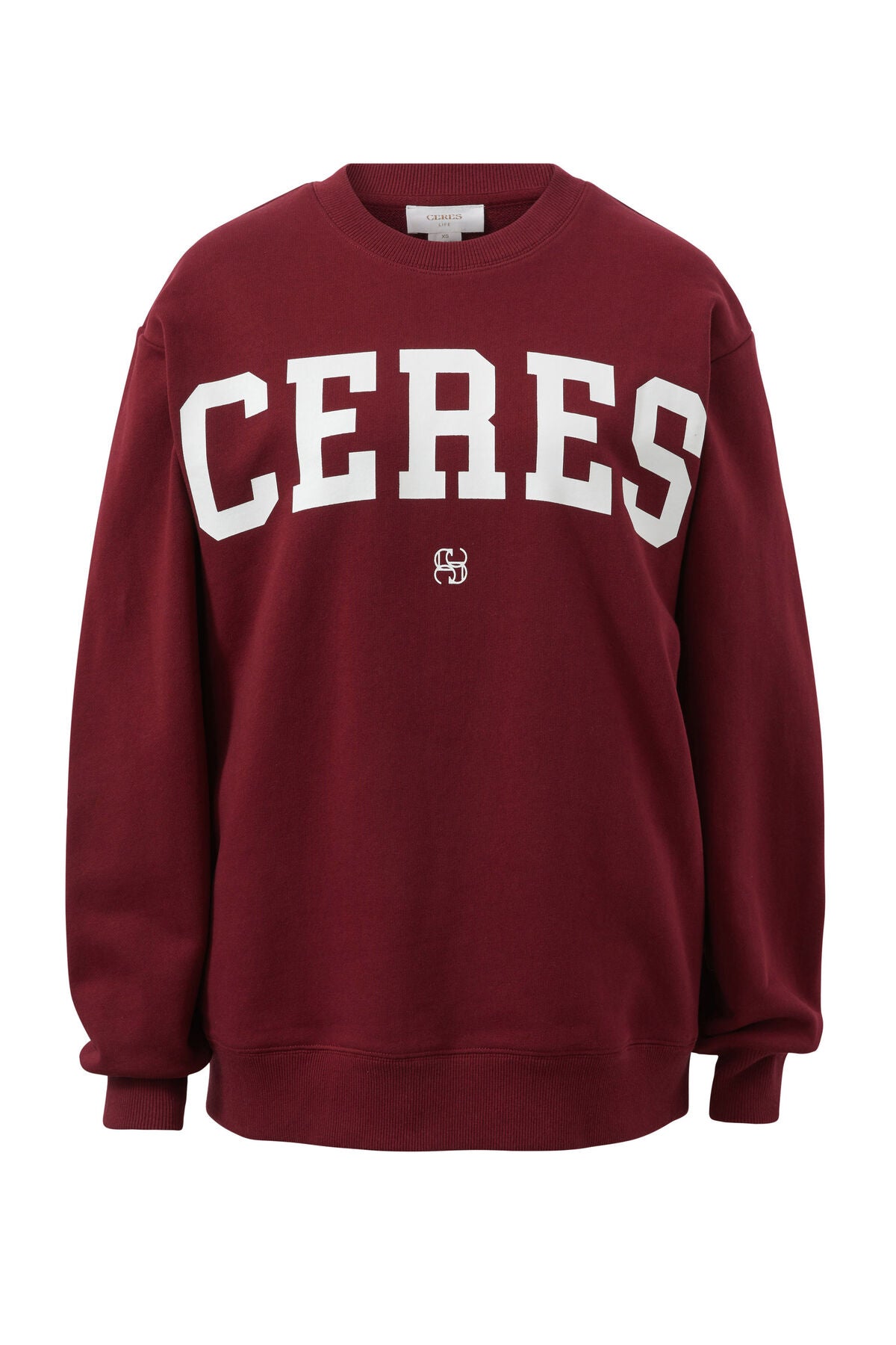 CERES LIFE OVERSIZED SLOUCHY CREW BURGUNDY