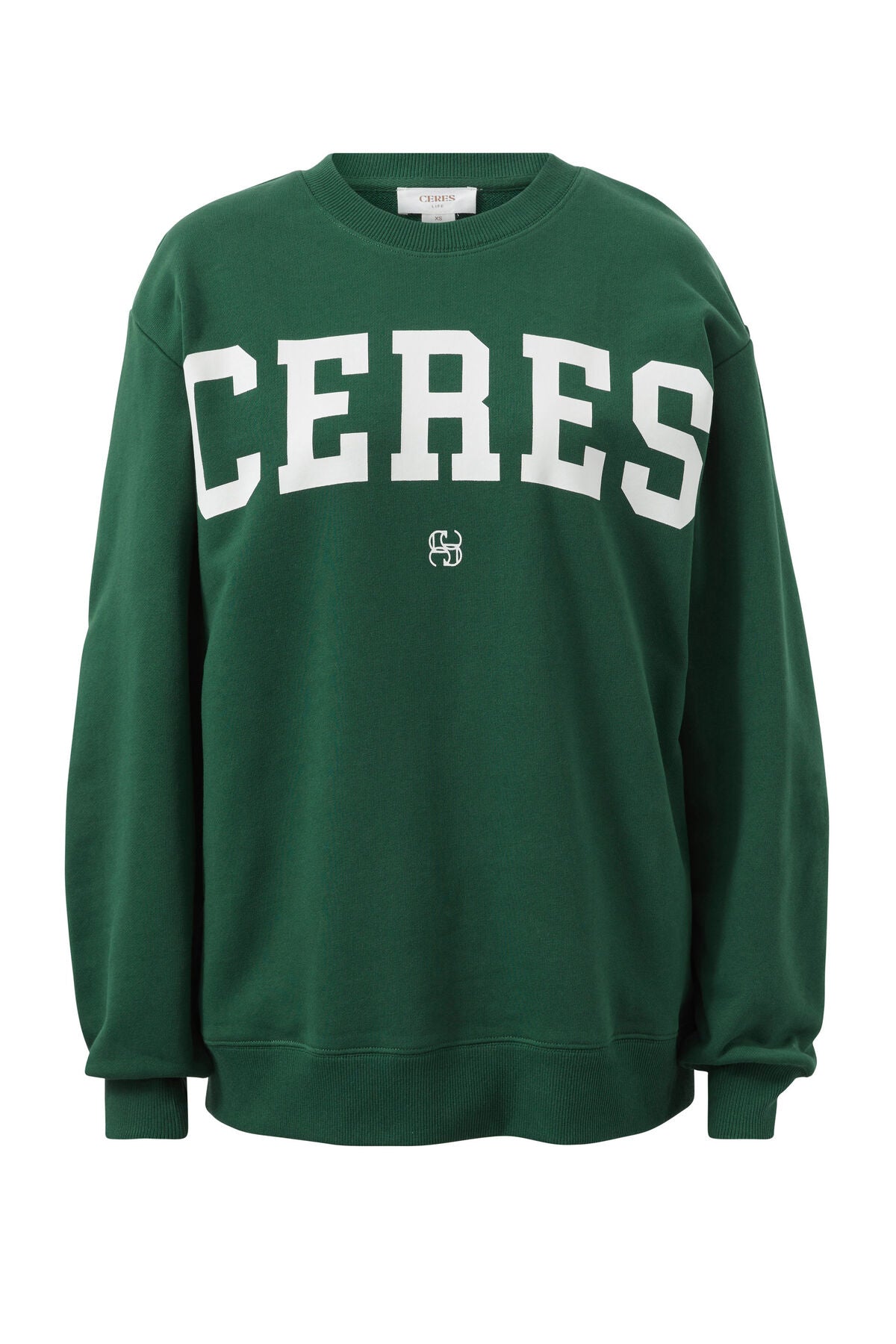 CERES LIFE OVERSIZED SLOUCHY CREW PINE GREEN