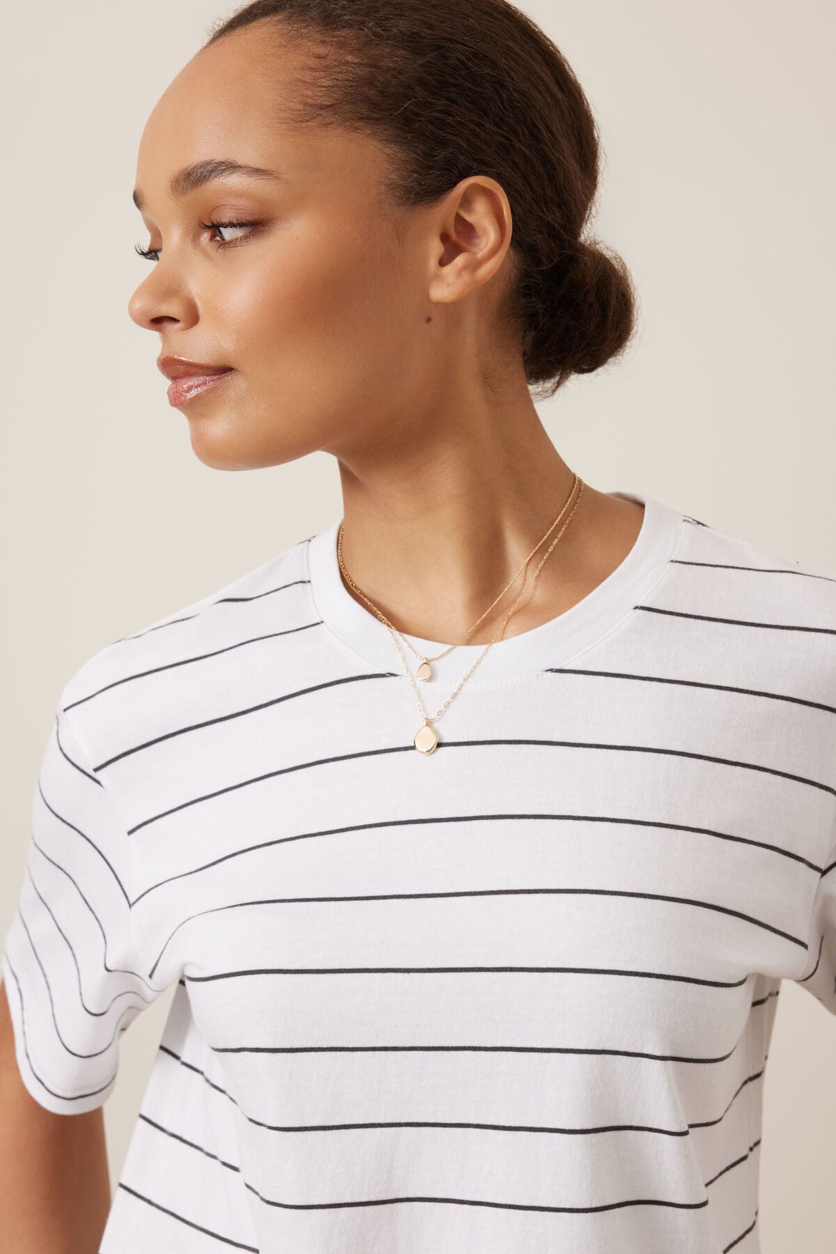 CERES LIFE STEVIE SLOUCHY TEE WHITE/PHANTOM STRIPE