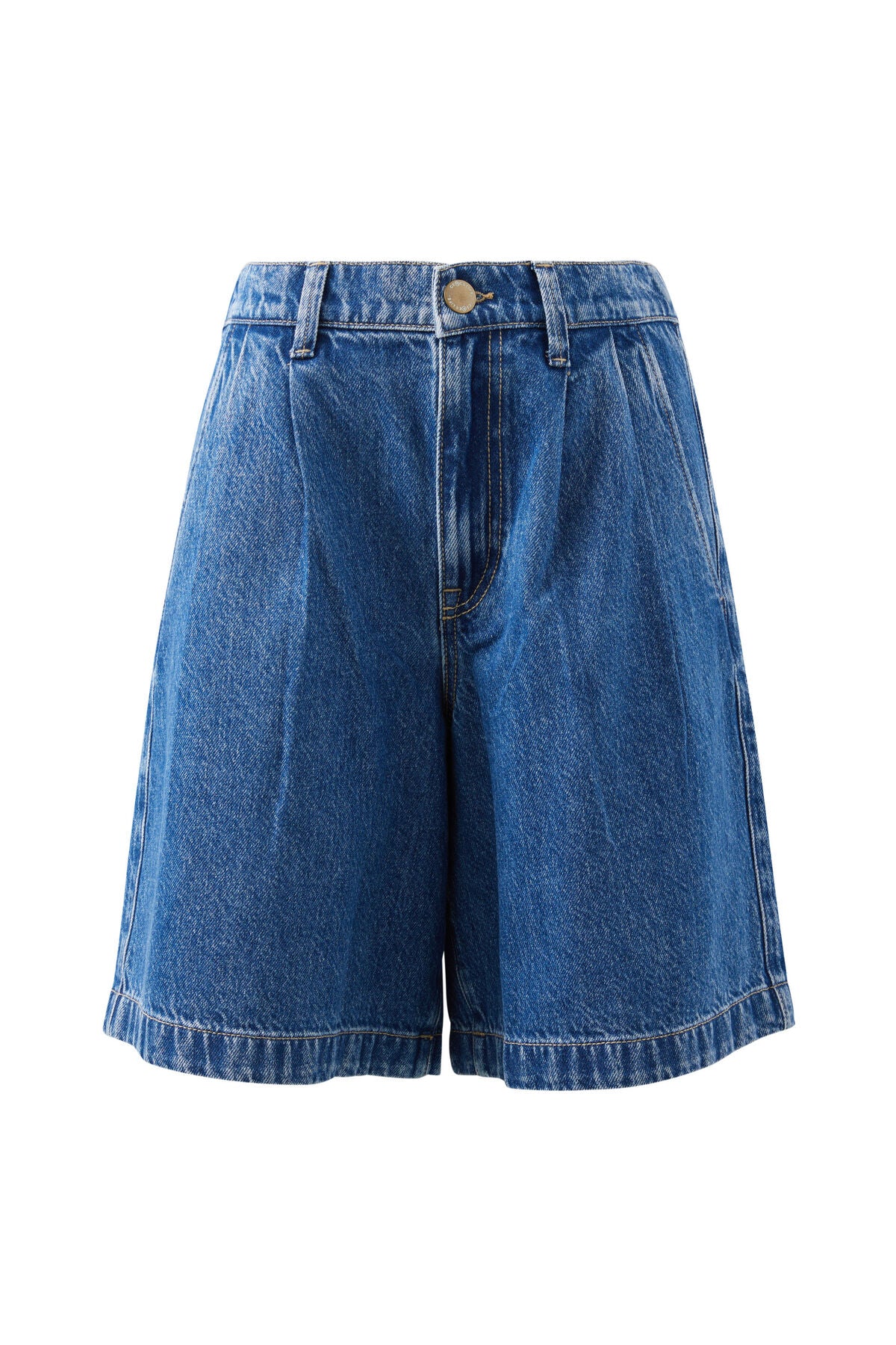 CERES LIFE SYLVIE LONGLINE PLEAT DENIM SHORT FRESH INDIGO