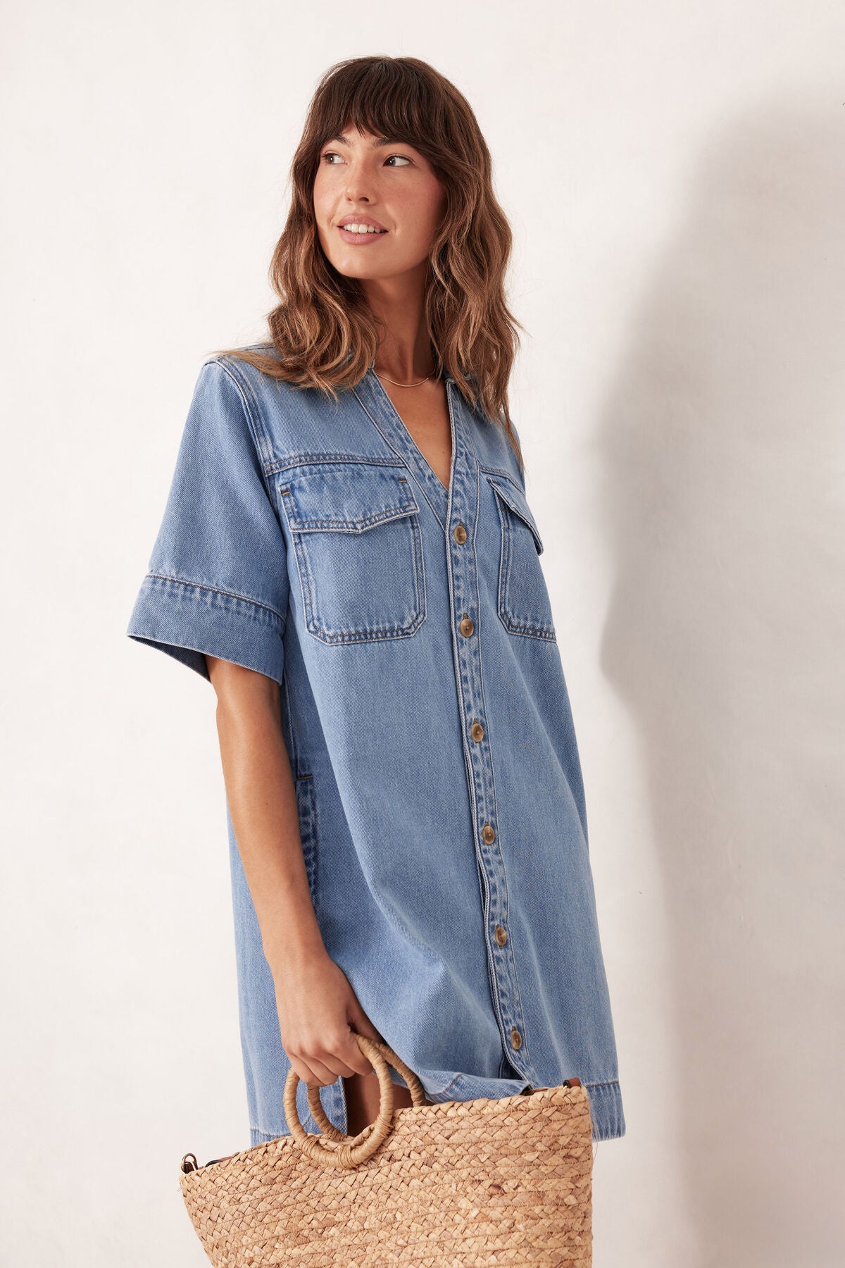 CERES LIFE RELAXED  SHIRT DRESS MID VINTAGE BLUE