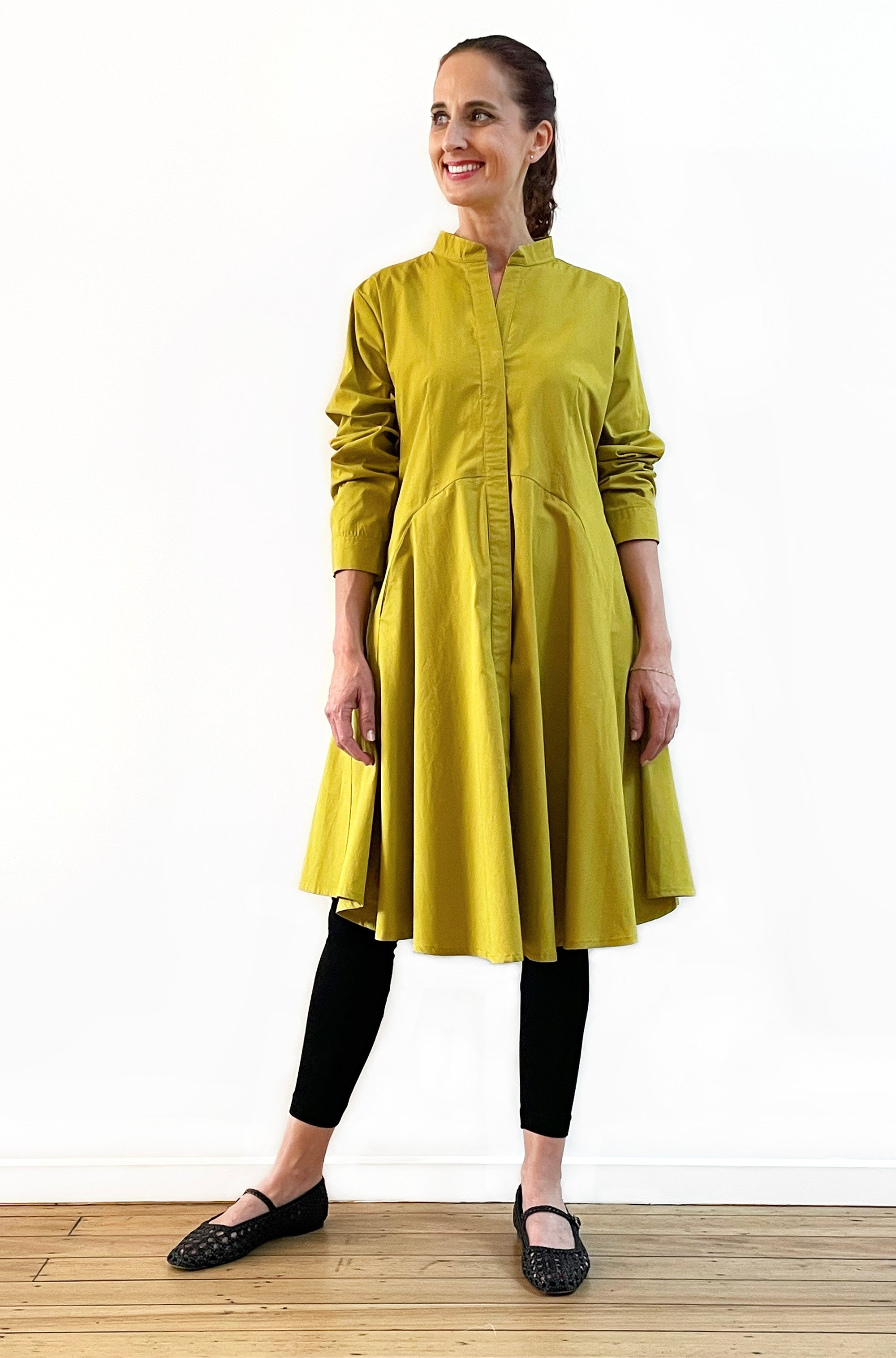 COTTON CURVED SKIRT TUNIC DRESS PICKLE