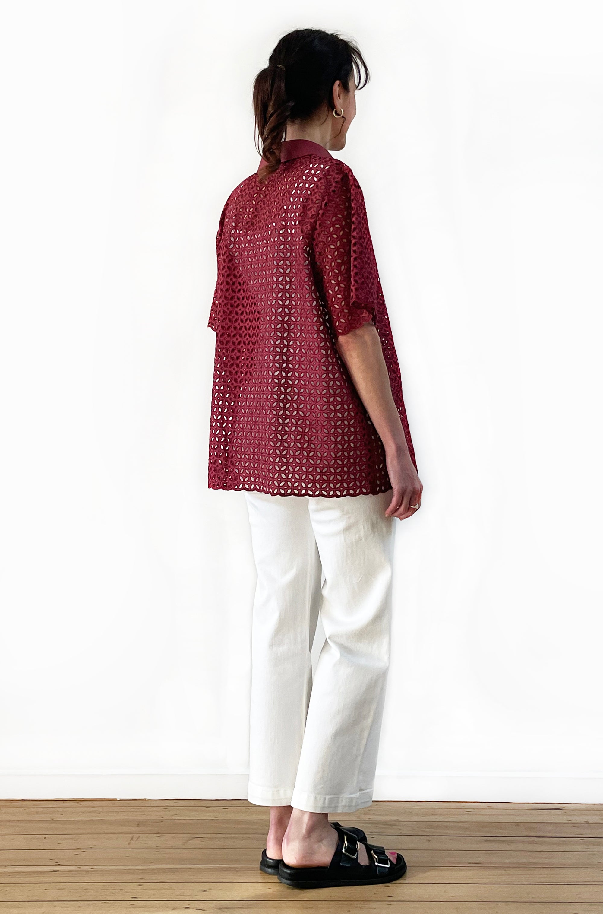 COTTON CUT OUT SHIRT MERLOT