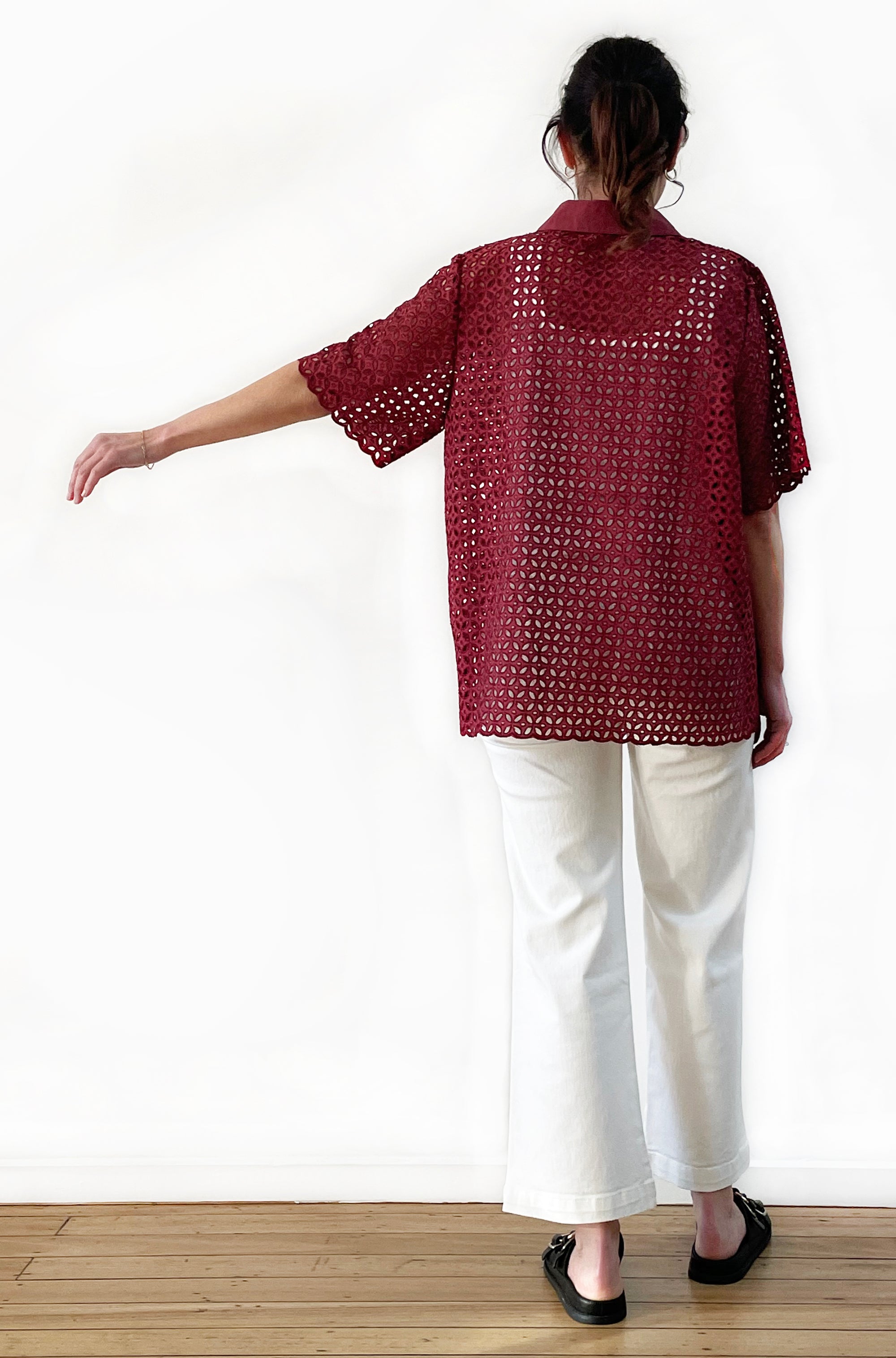 COTTON CUT OUT SHIRT MERLOT