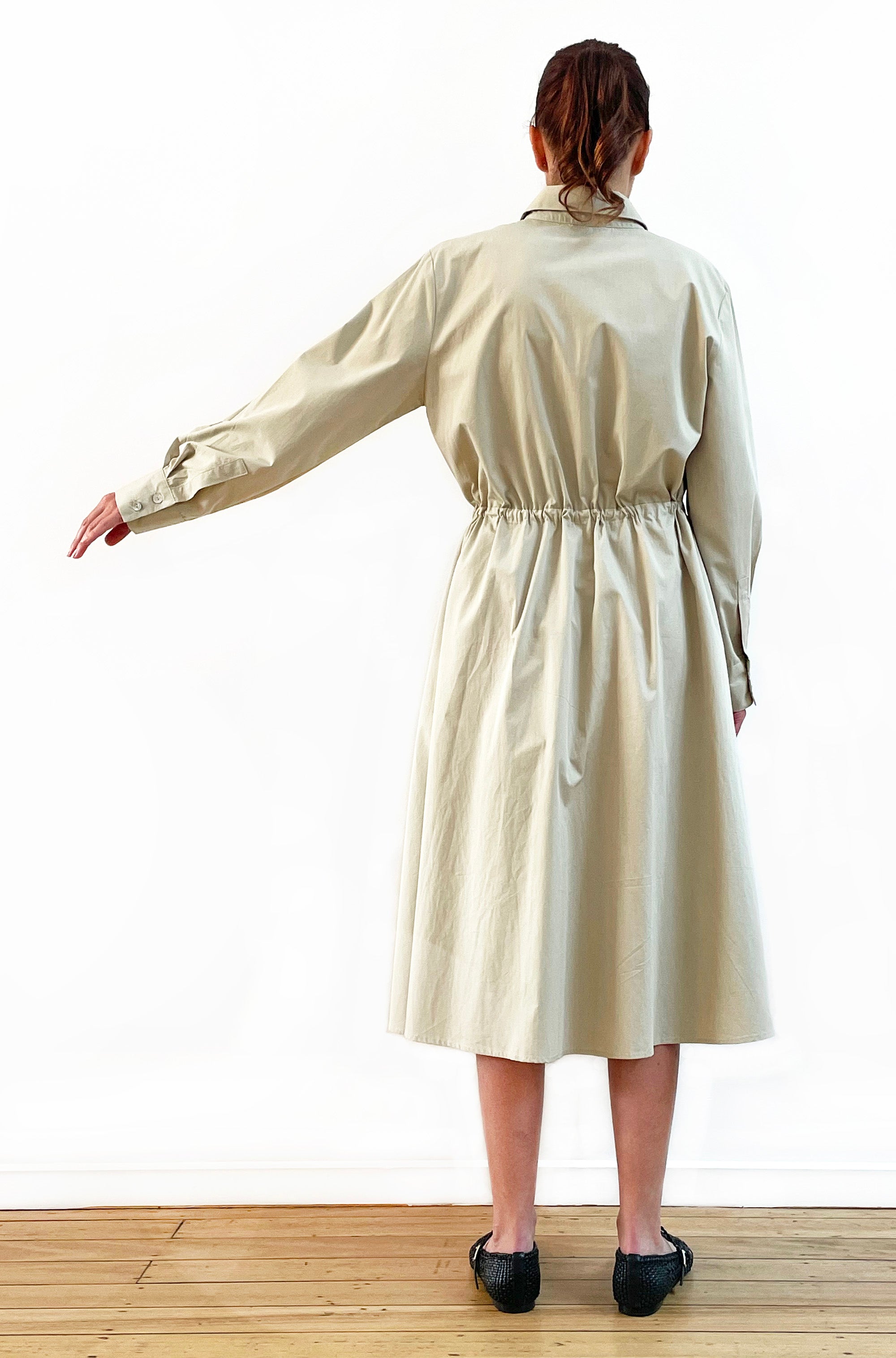 COTTON FULL SKIRT SHIRT DRESS NATURAL
