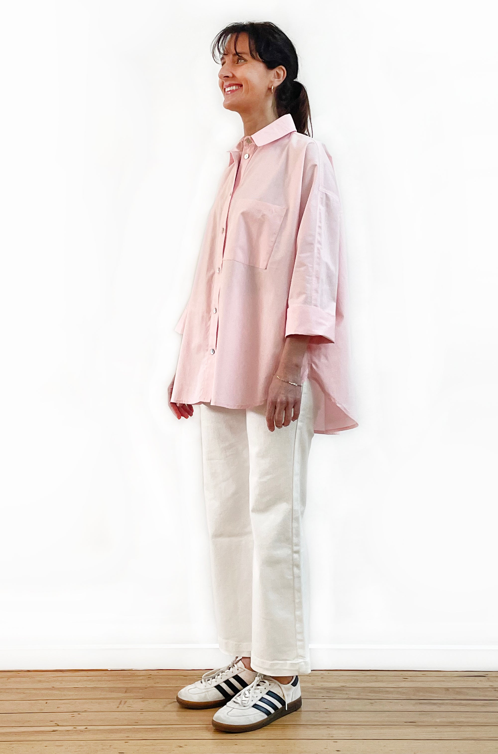 COTTON KIMONO SLEEVE SHIRT PALE PINK