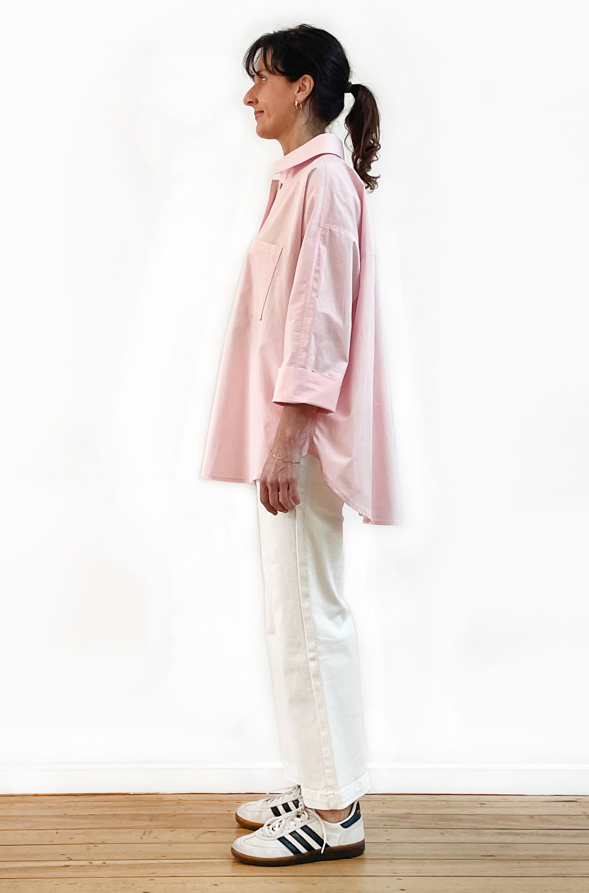 COTTON KIMONO SLEEVE SHIRT PALE PINK