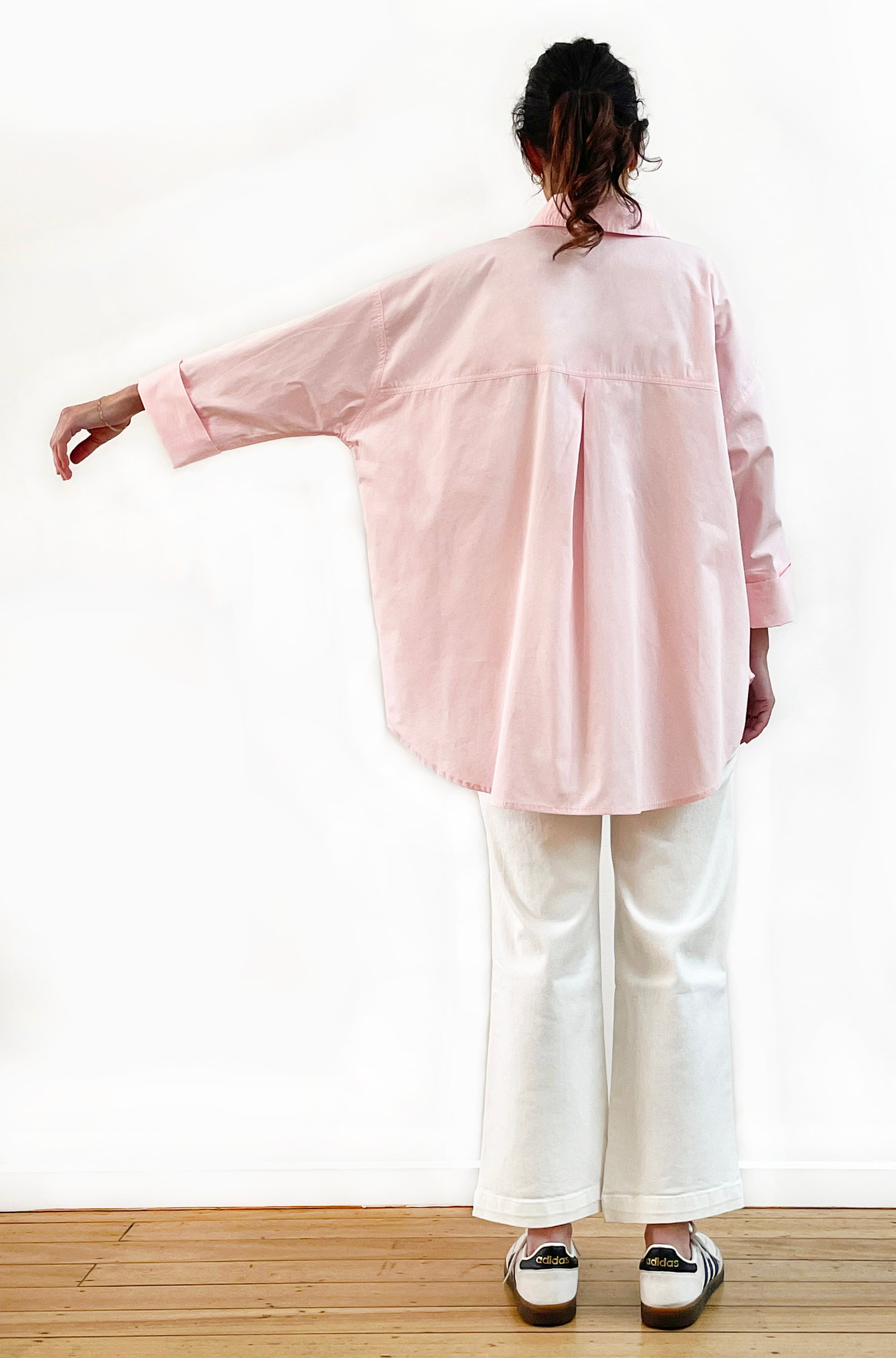 COTTON KIMONO SLEEVE SHIRT PALE PINK