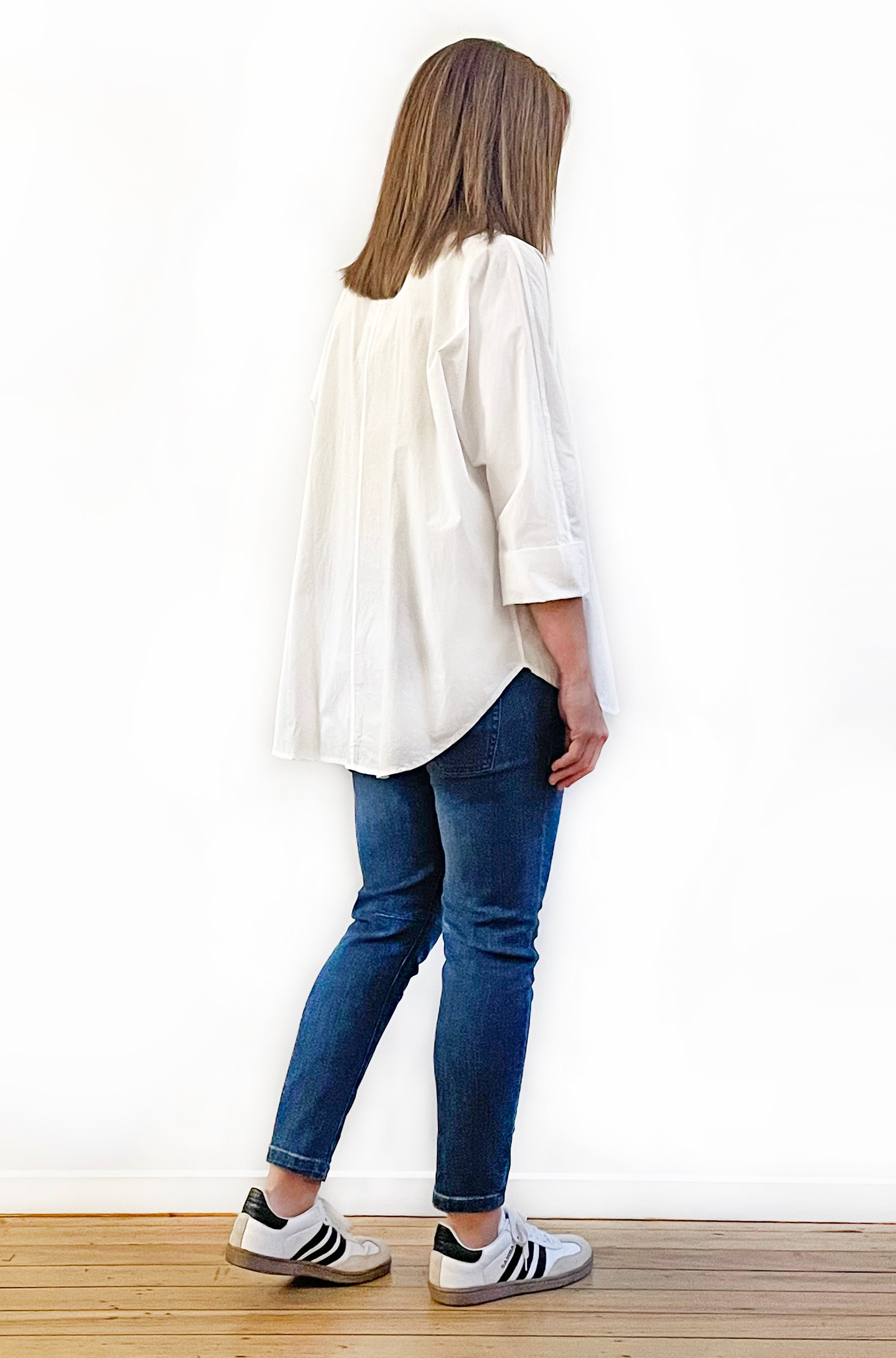 COTTON KIMONO SLEEVE SHIRT WHITE