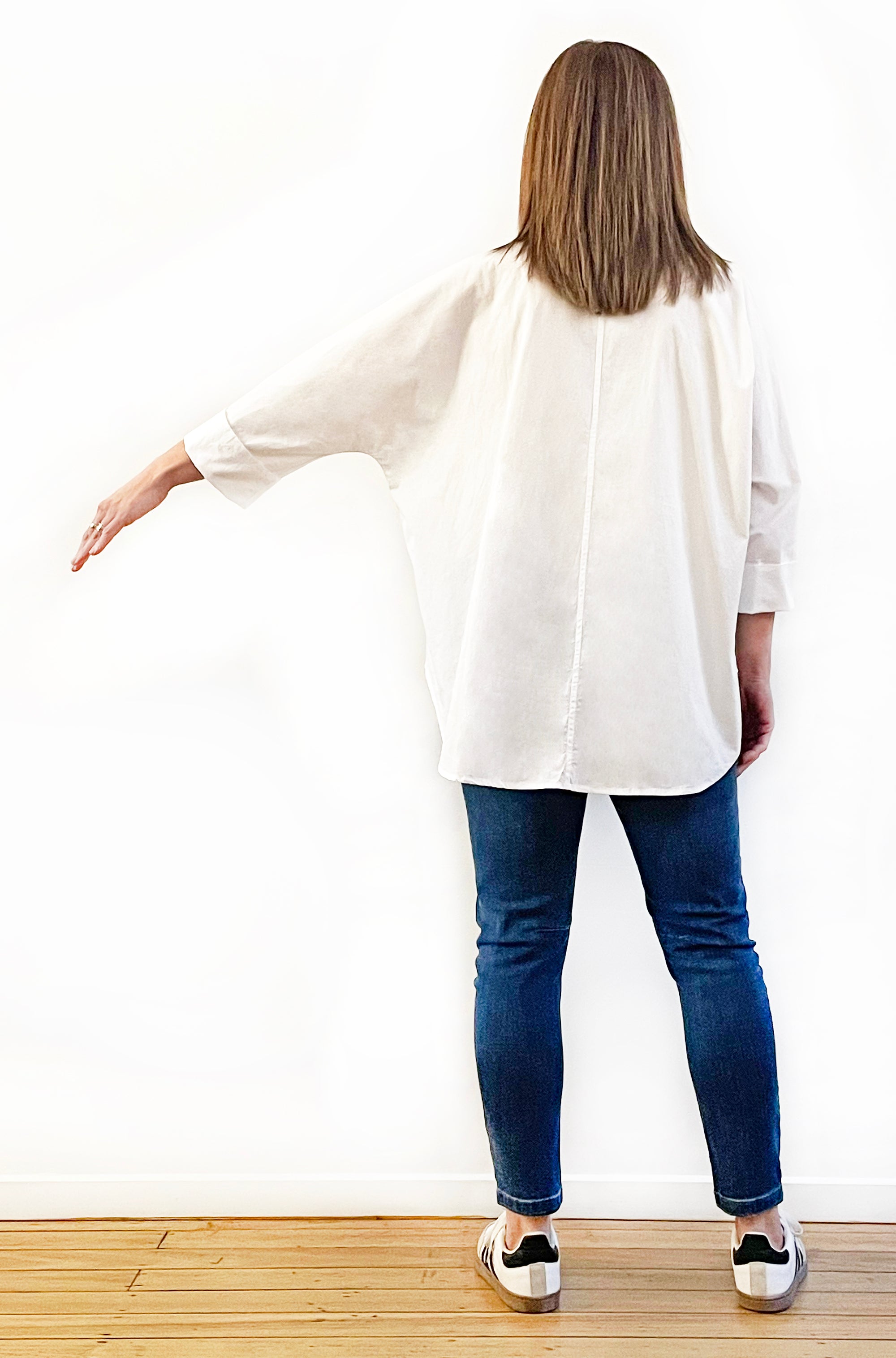 COTTON KIMONO SLEEVE SHIRT WHITE