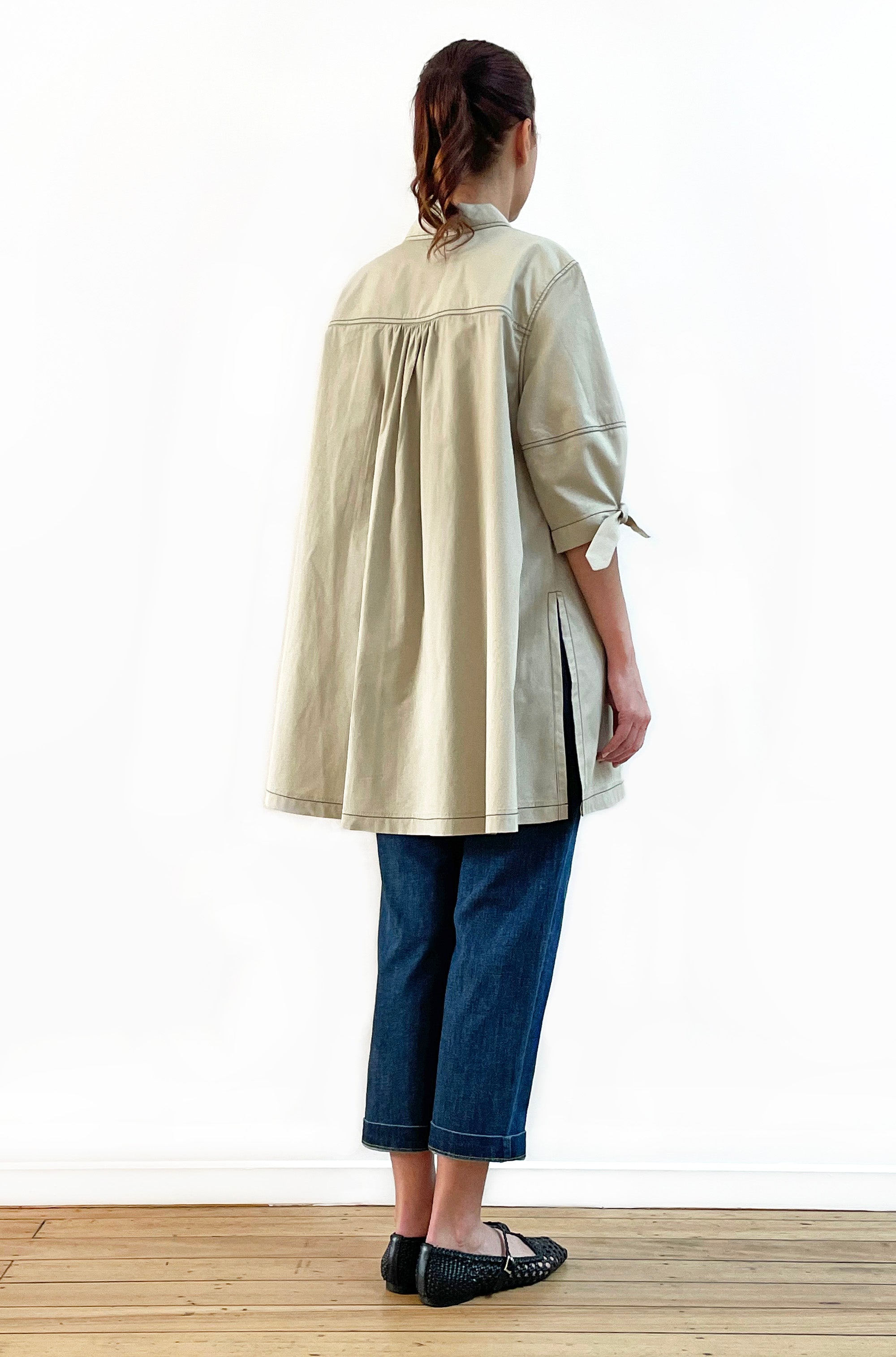 COTTON LANTERN SLEEVE SWING SHIRT NATURAL