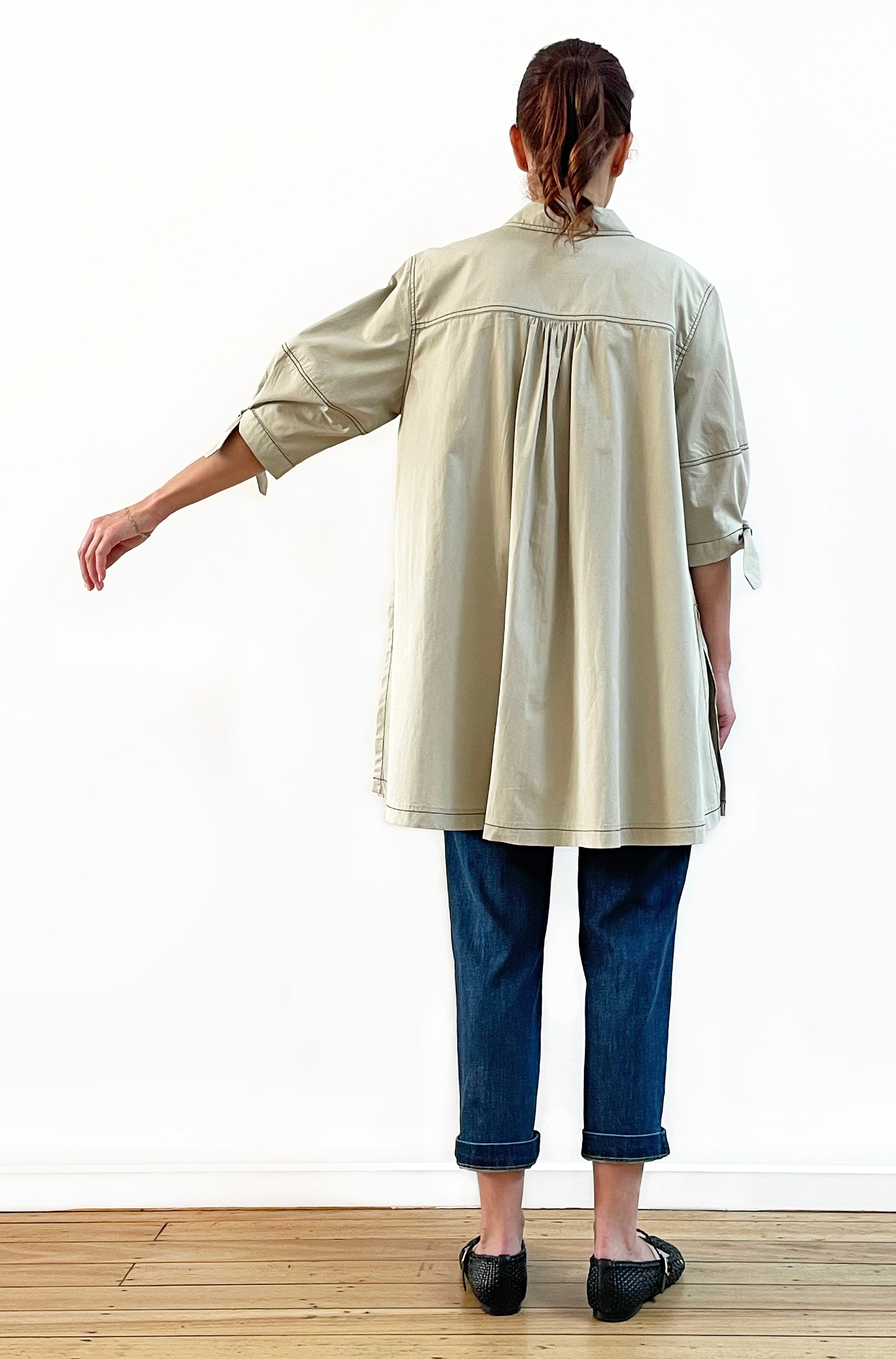 COTTON LANTERN SLEEVE SWING SHIRT NATURAL