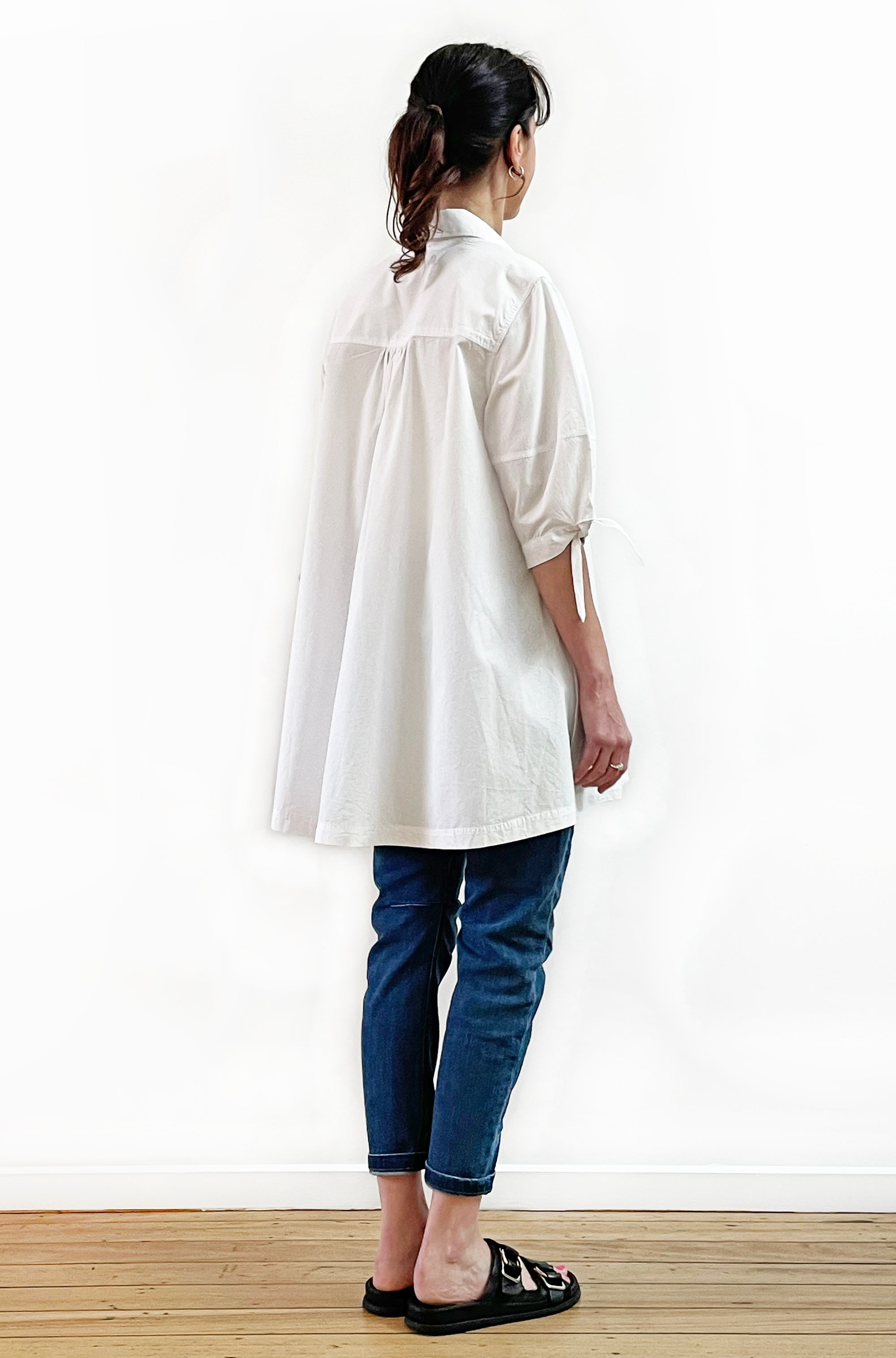 COTTON LANTERN SLEEVE SWING SHIRT WHITE