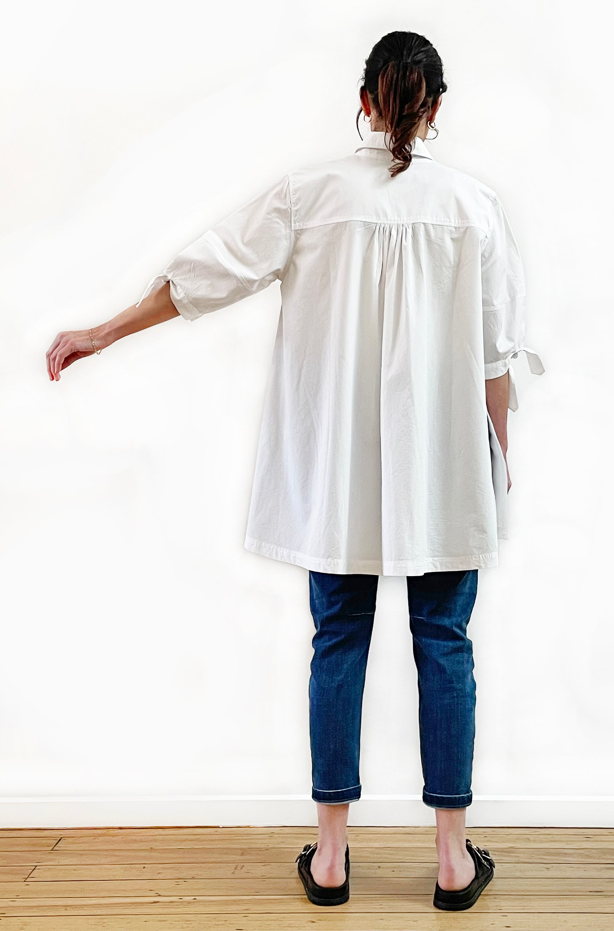 COTTON LANTERN SLEEVE SWING SHIRT WHITE
