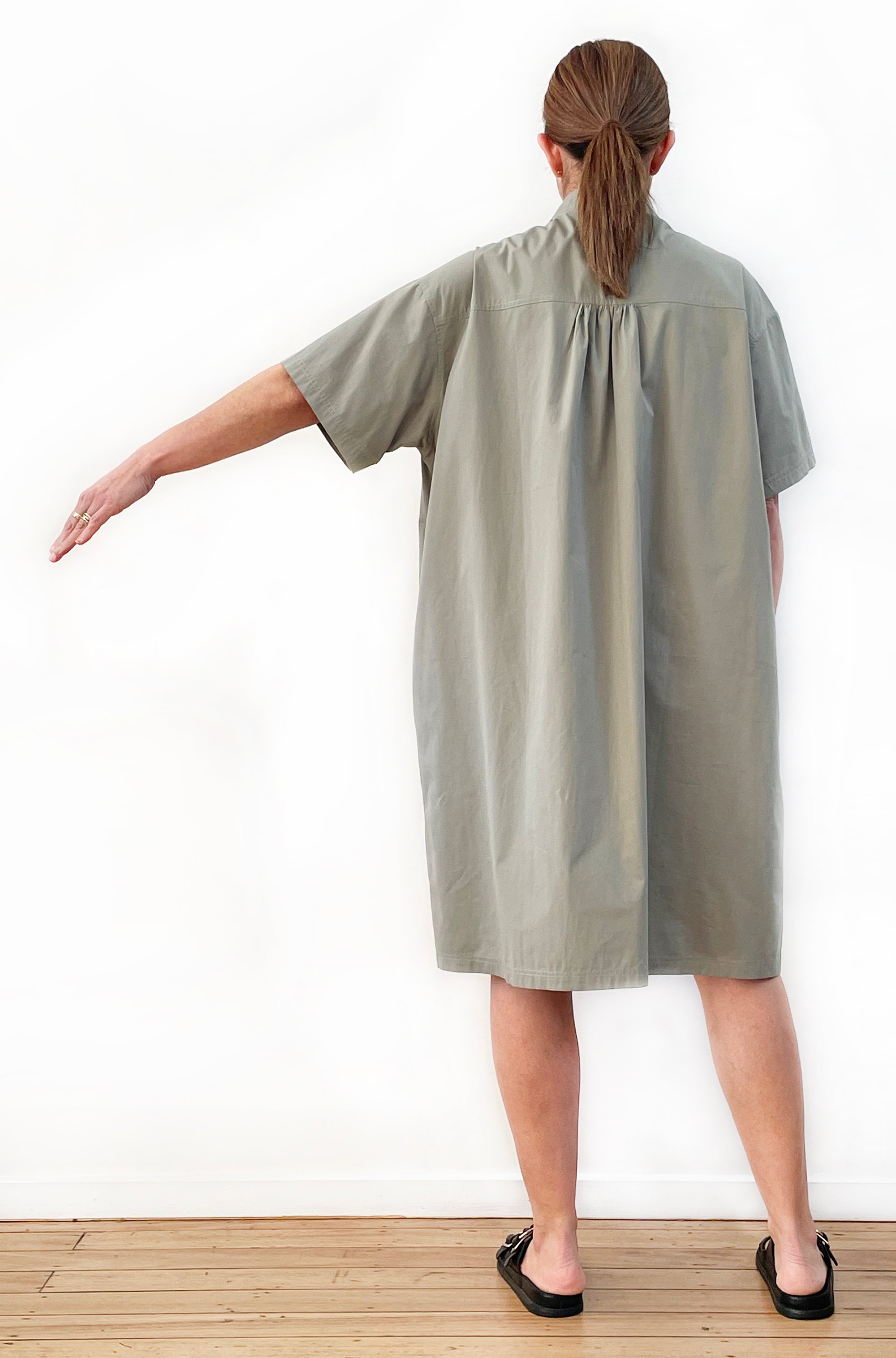 COTTON OVERSIZED BOXY SHIRT DRESS KHAKI