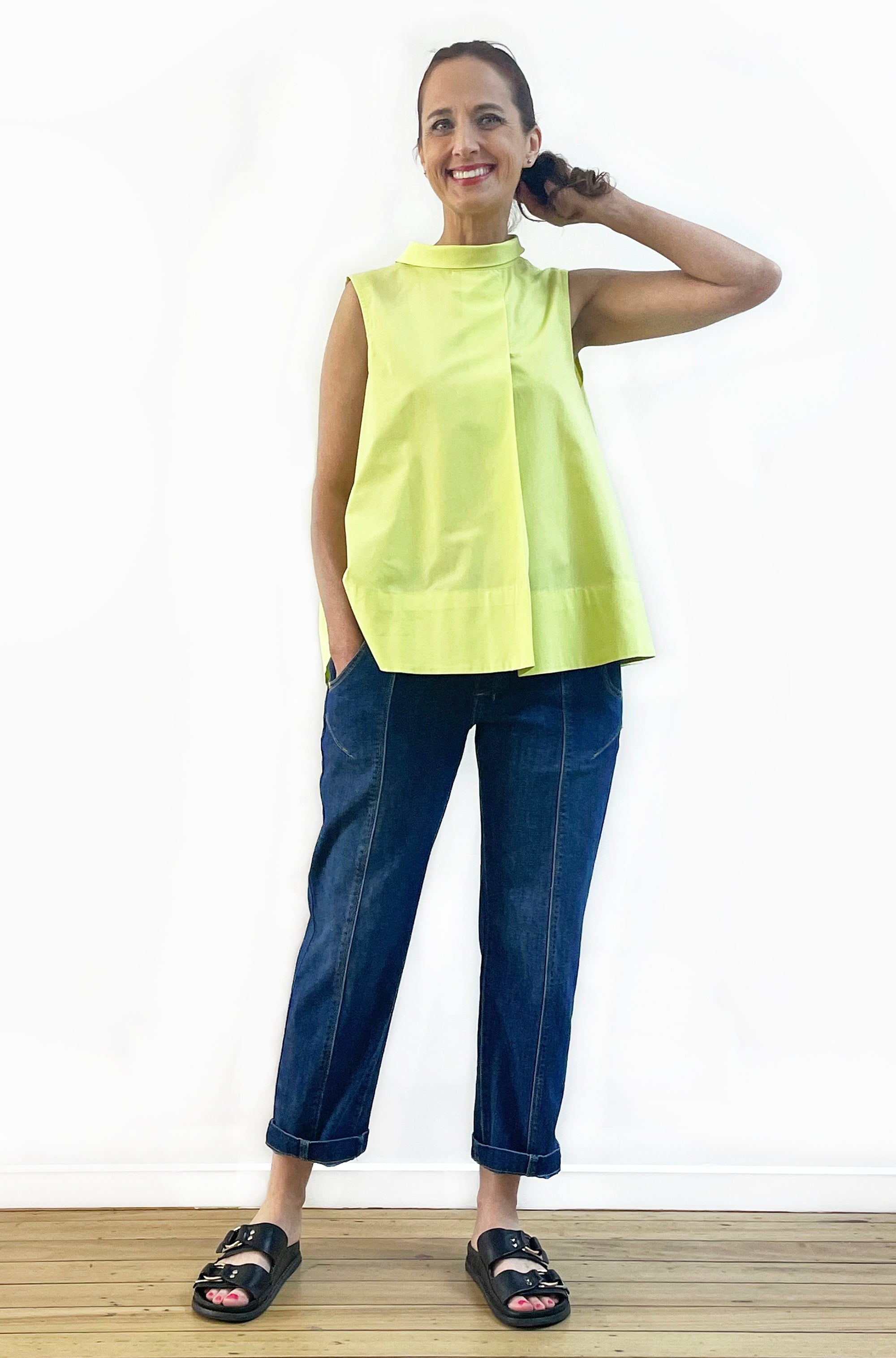 COTTON ROLL NECK SWING TOP LEMONADE