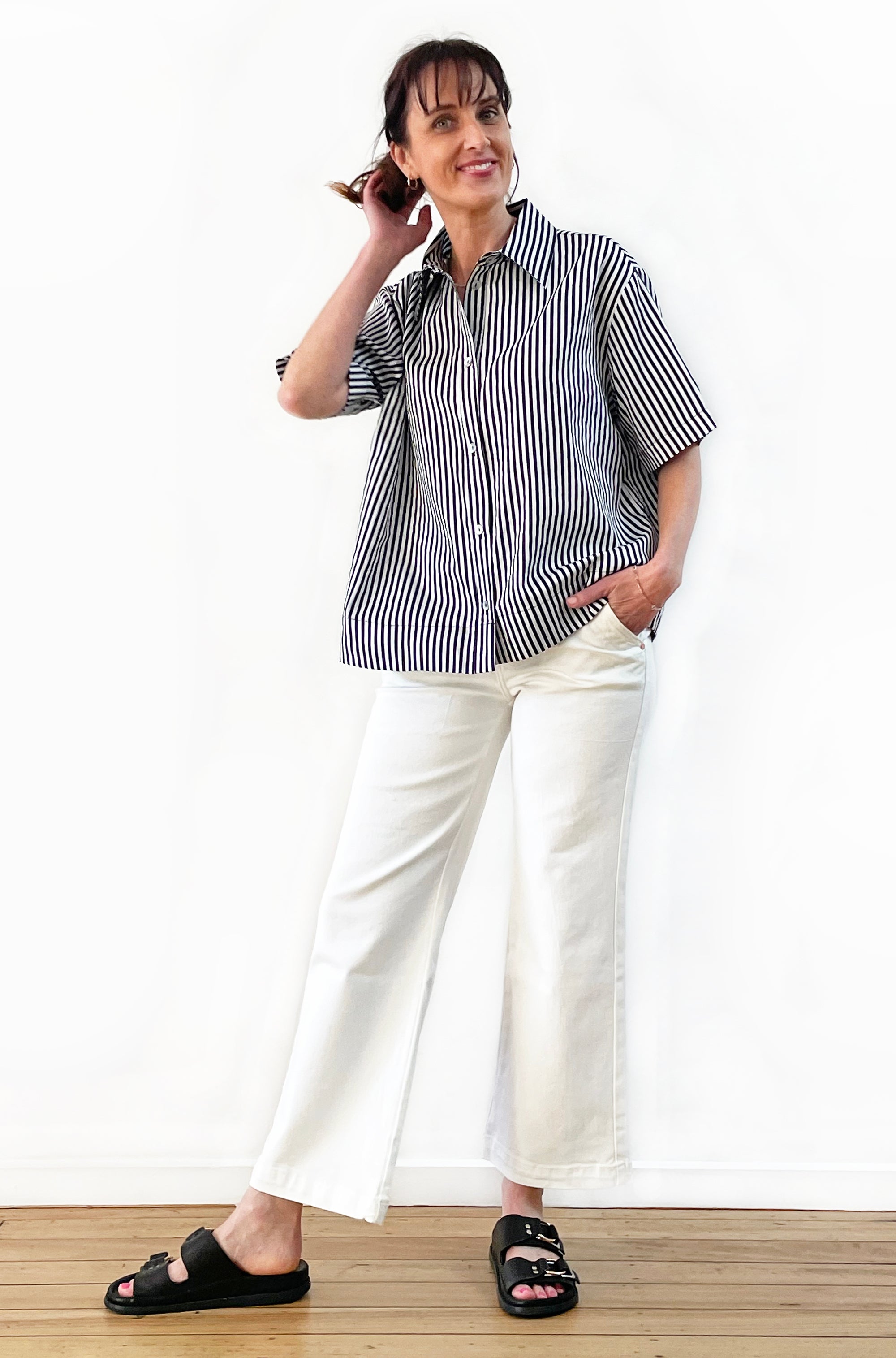 COTTON VOILE SHORT SLEEVE SHIRT STRIPE