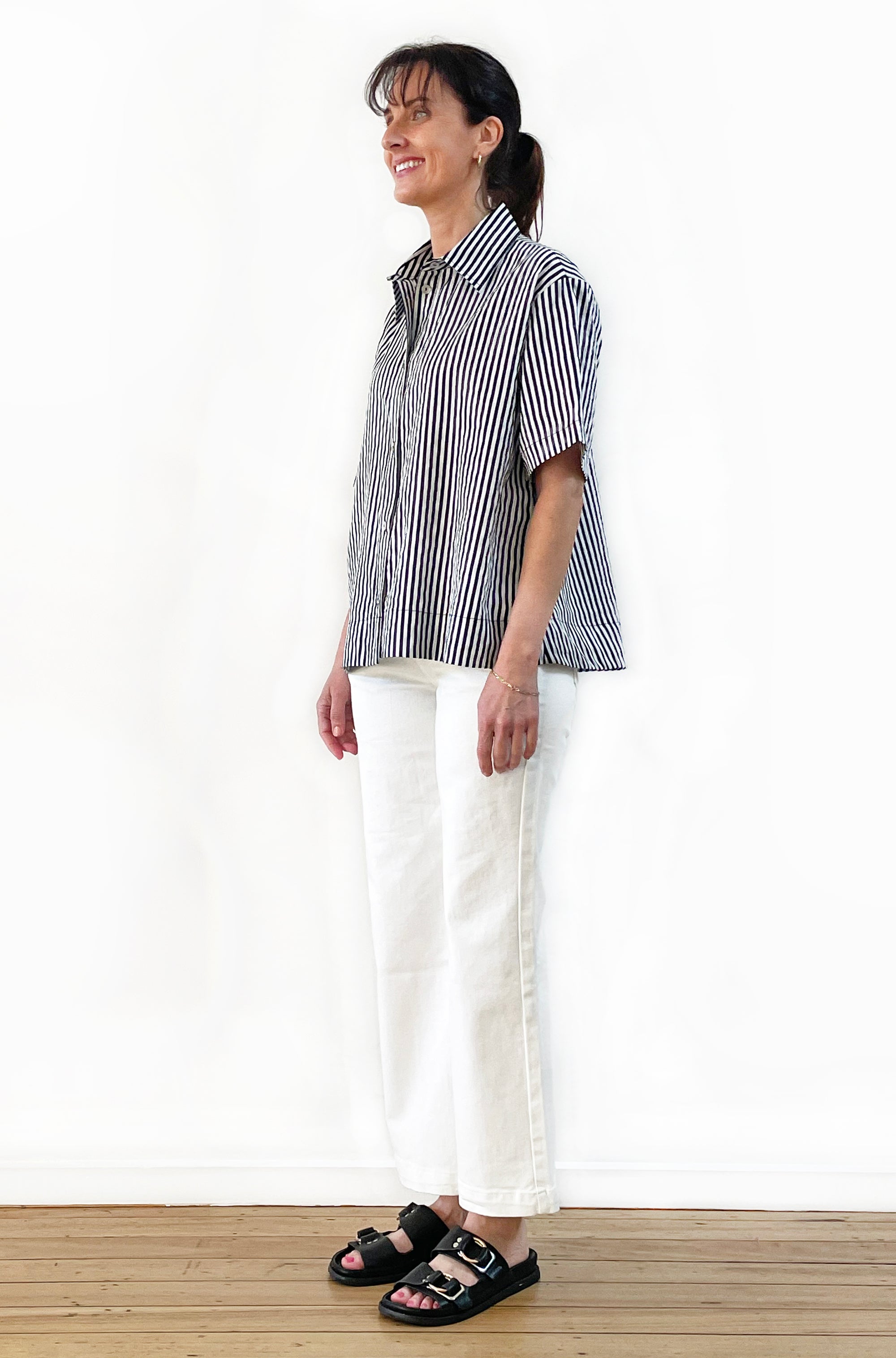 COTTON VOILE SHORT SLEEVE SHIRT STRIPE