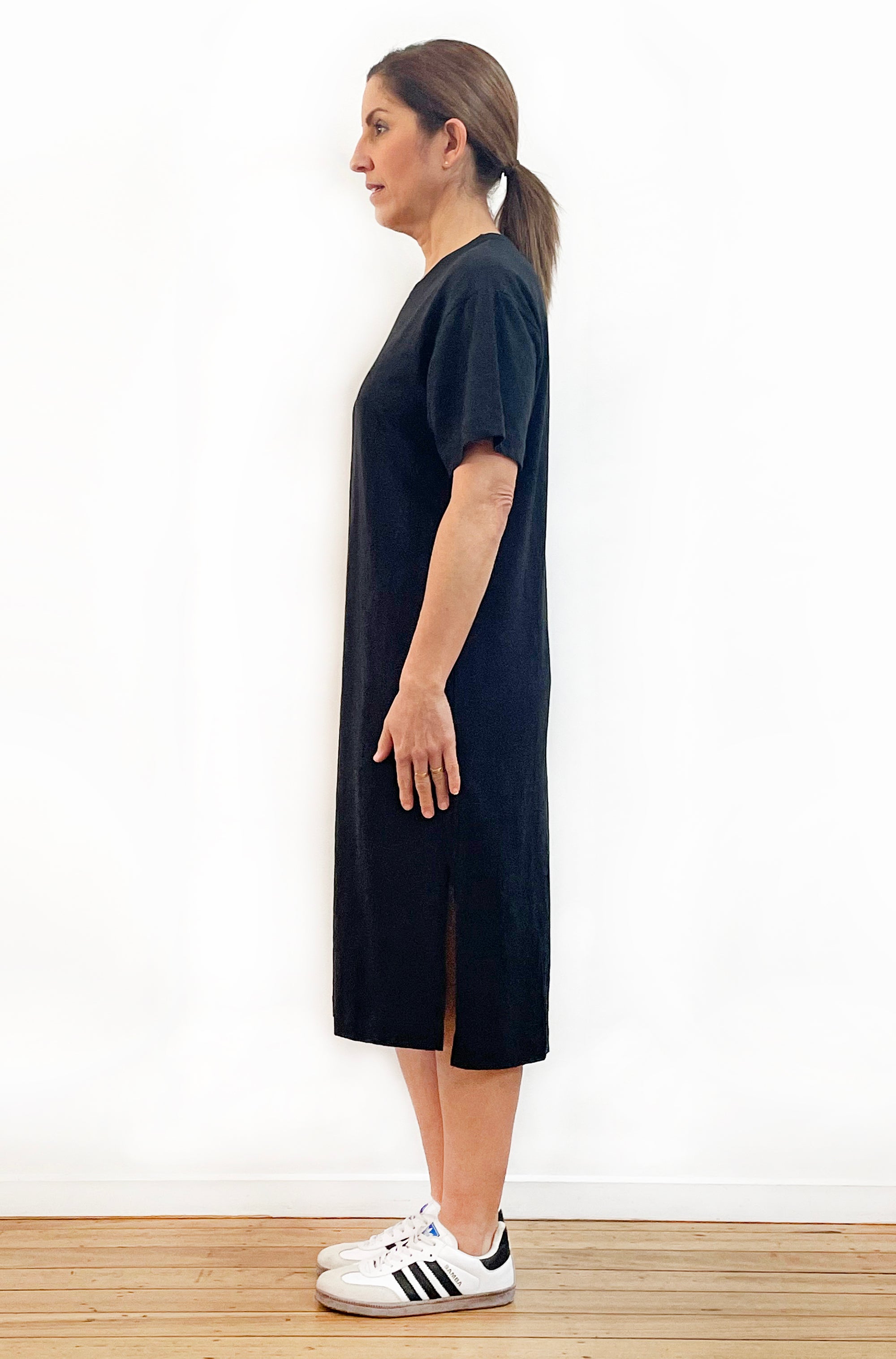 100% COTTON SHORT SLEEVE TEE DRESS BLACK