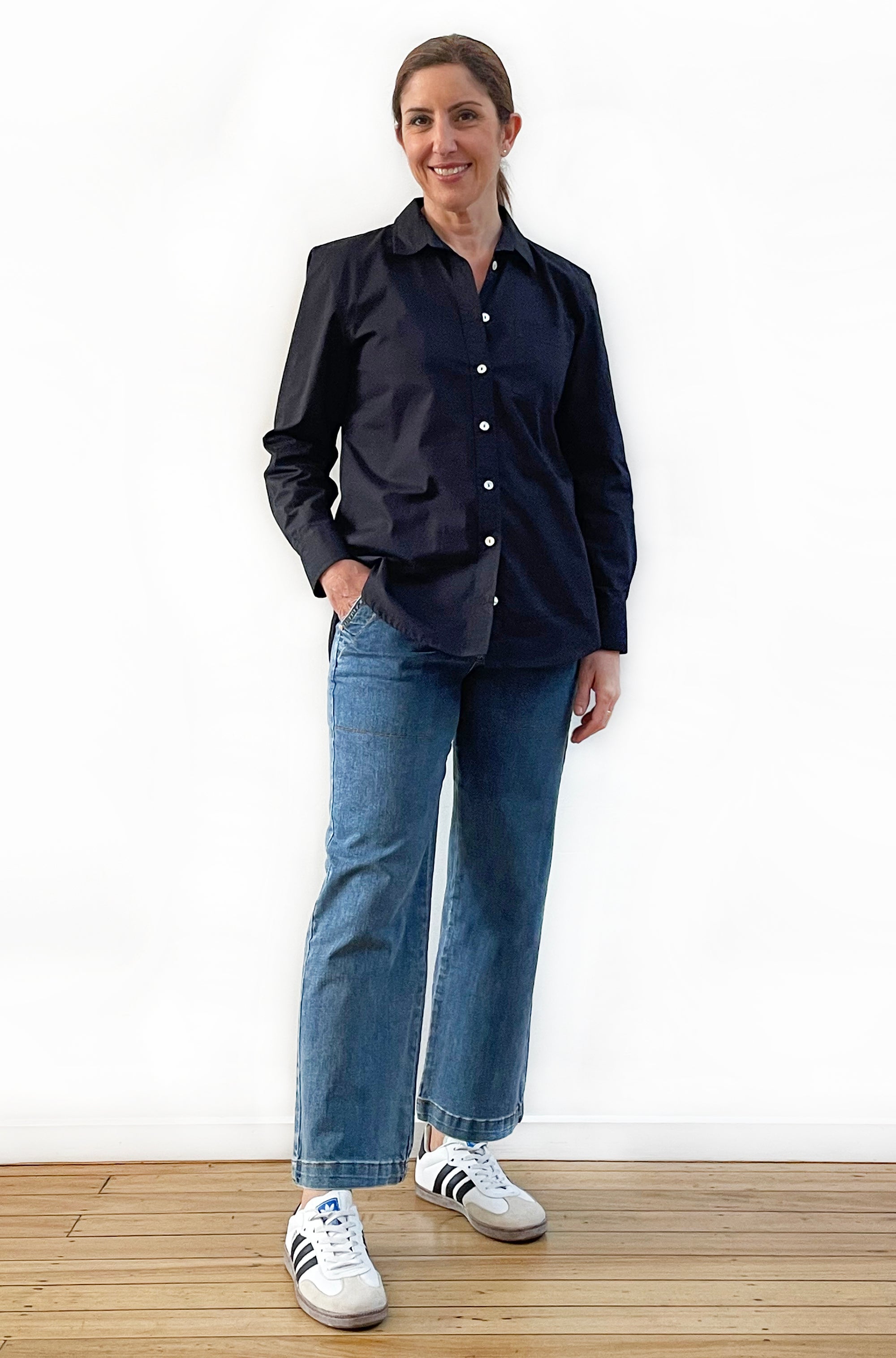 COTTON SLIM CUT CLASSIC SHIRT BLACK
