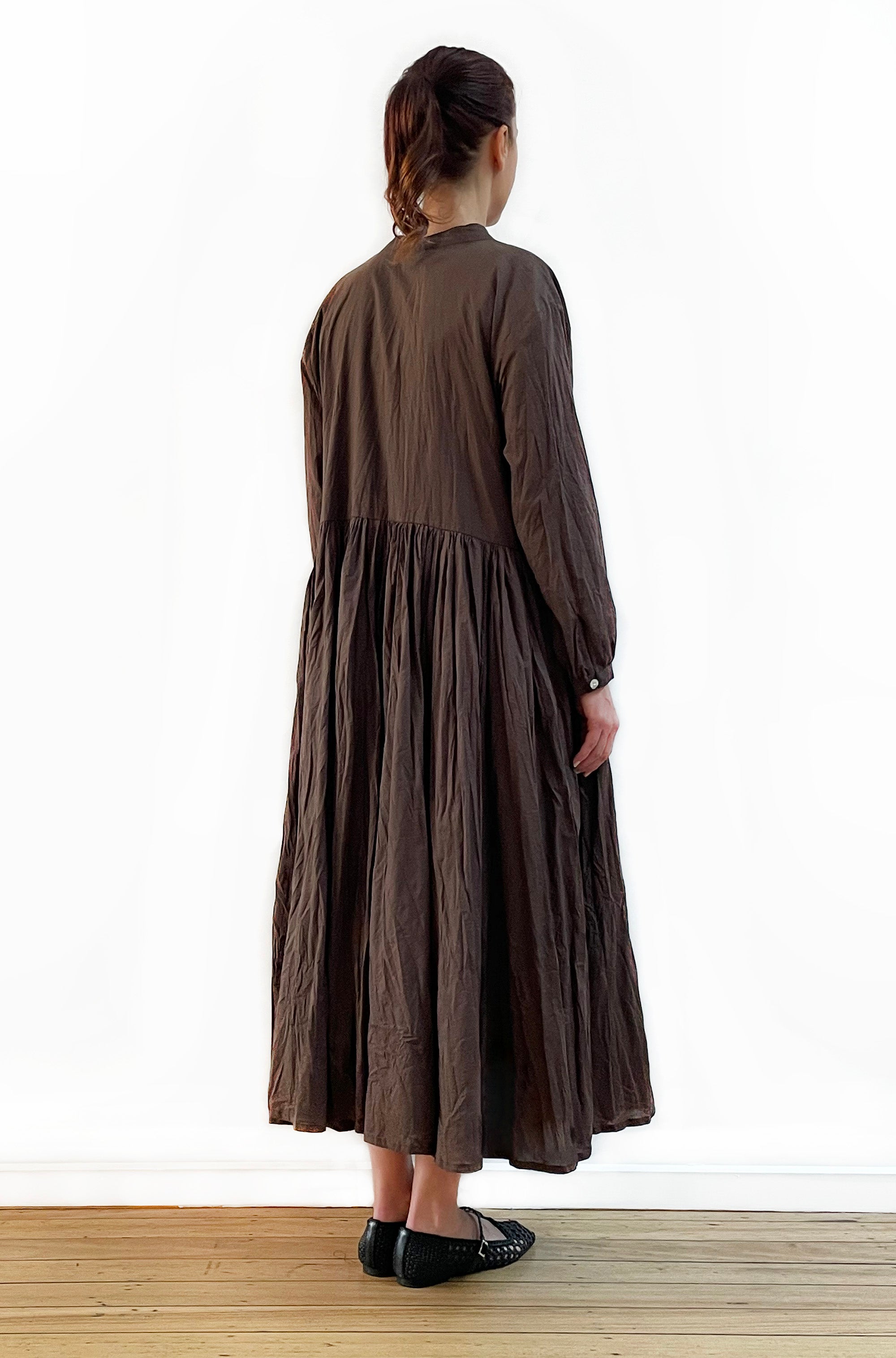 COTTON TWIST & GO BUTTON THRU DRESS CHOCOLATE