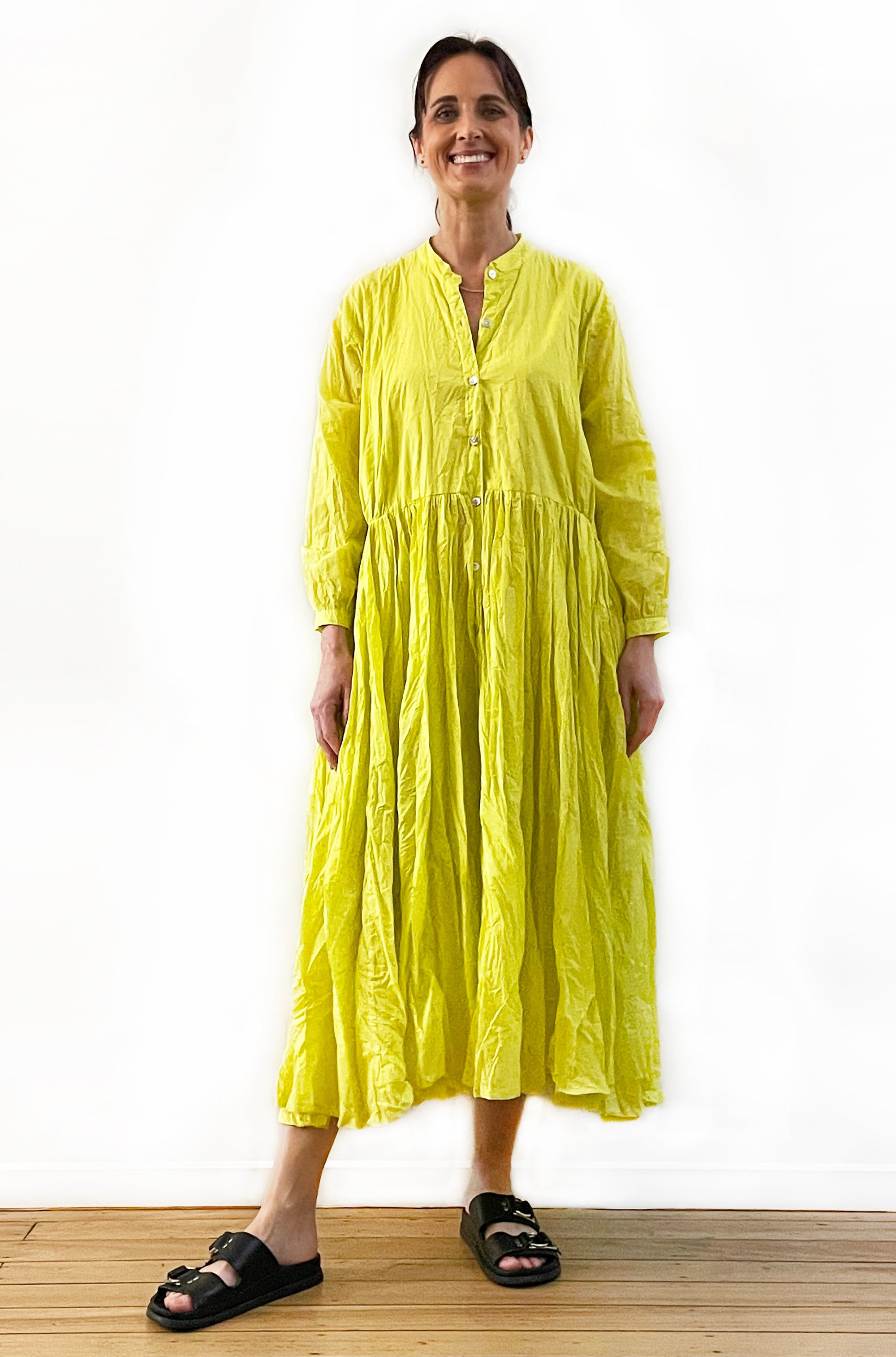COTTON TWIST & GO BUTTON THRU DRESS SUMMER LIME