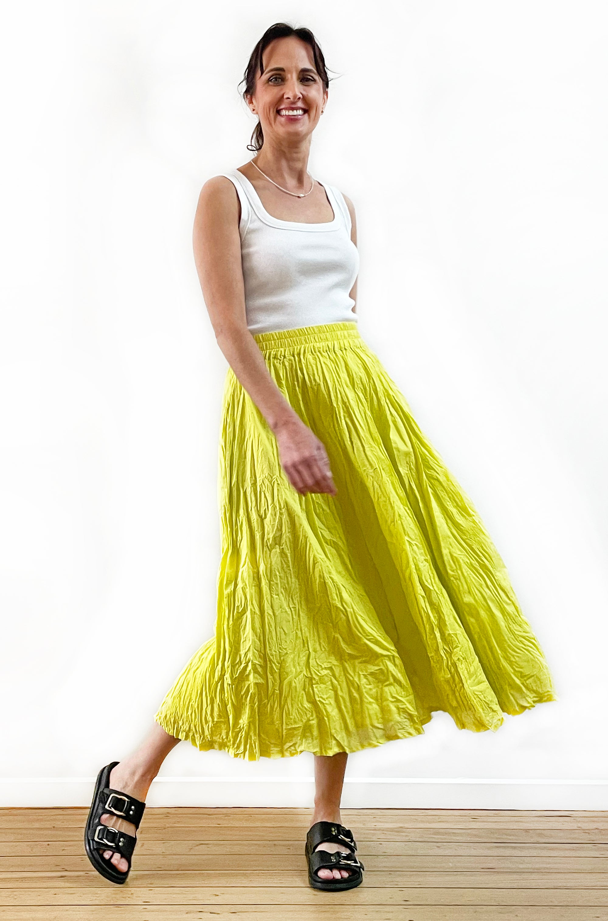 COTTON TWIST & GO MIDI SKIRT SUMMER LIME