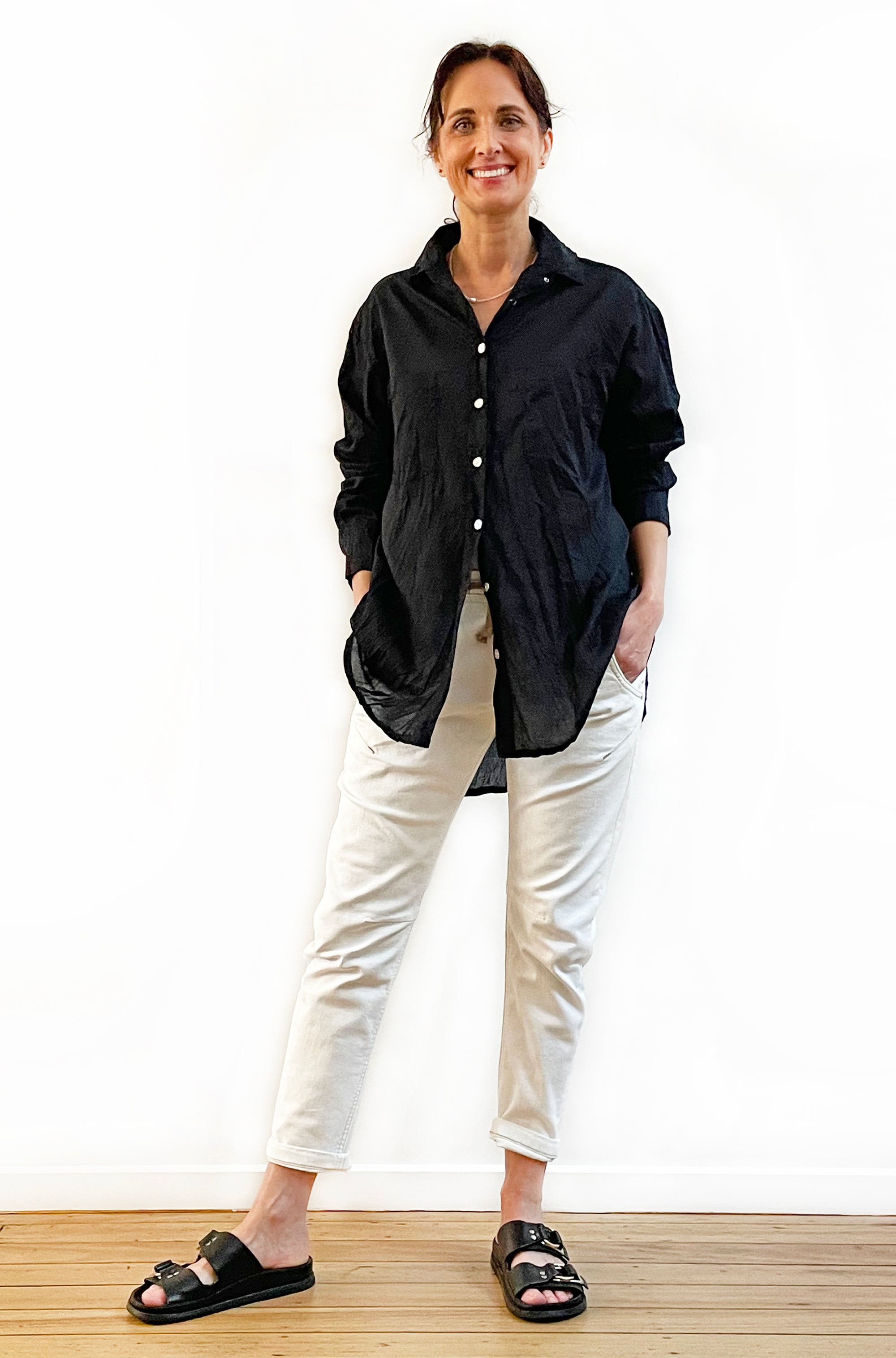 COTTON TWIST & GO SHIRT BLACK