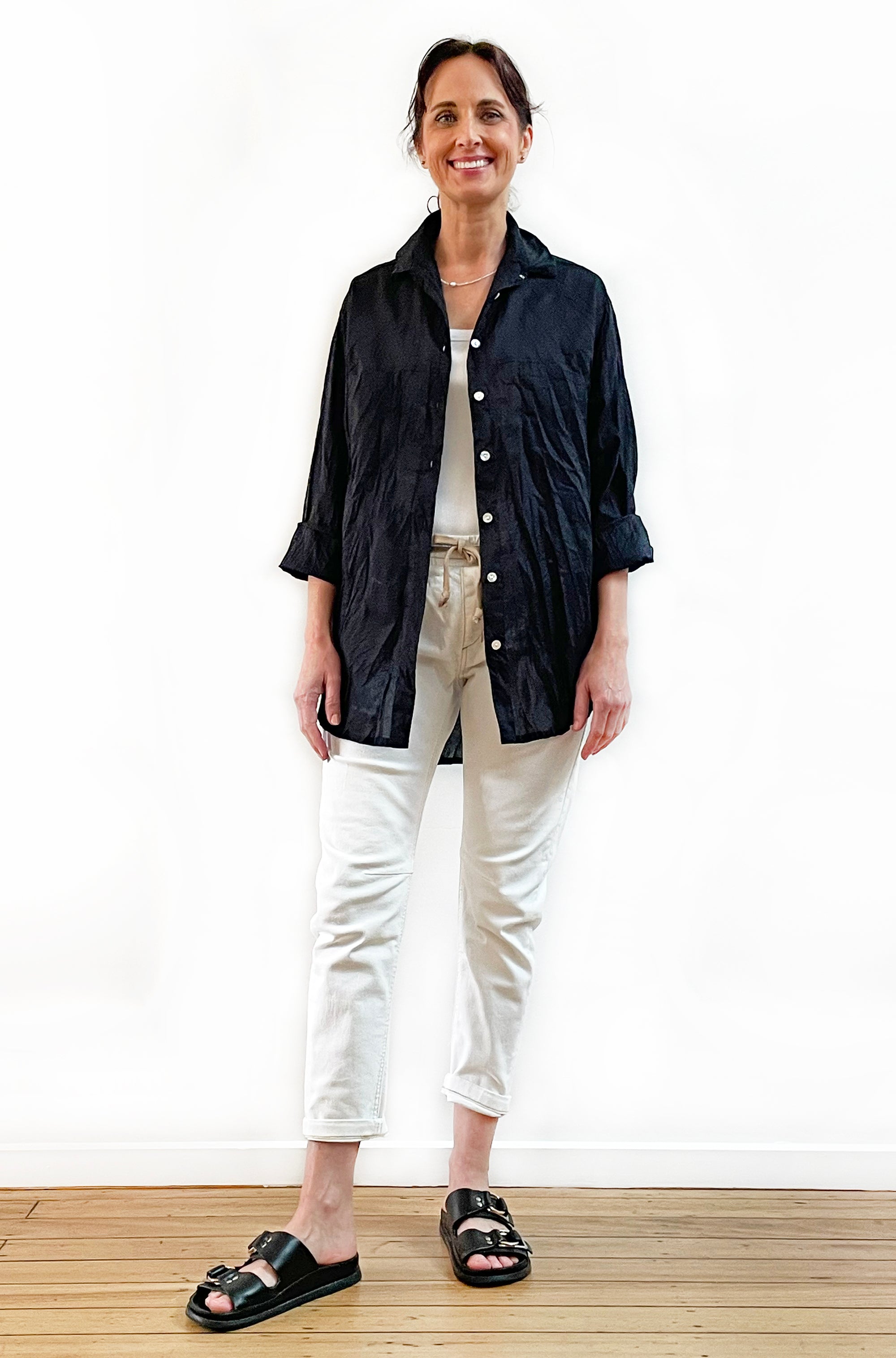 COTTON TWIST & GO SHIRT BLACK