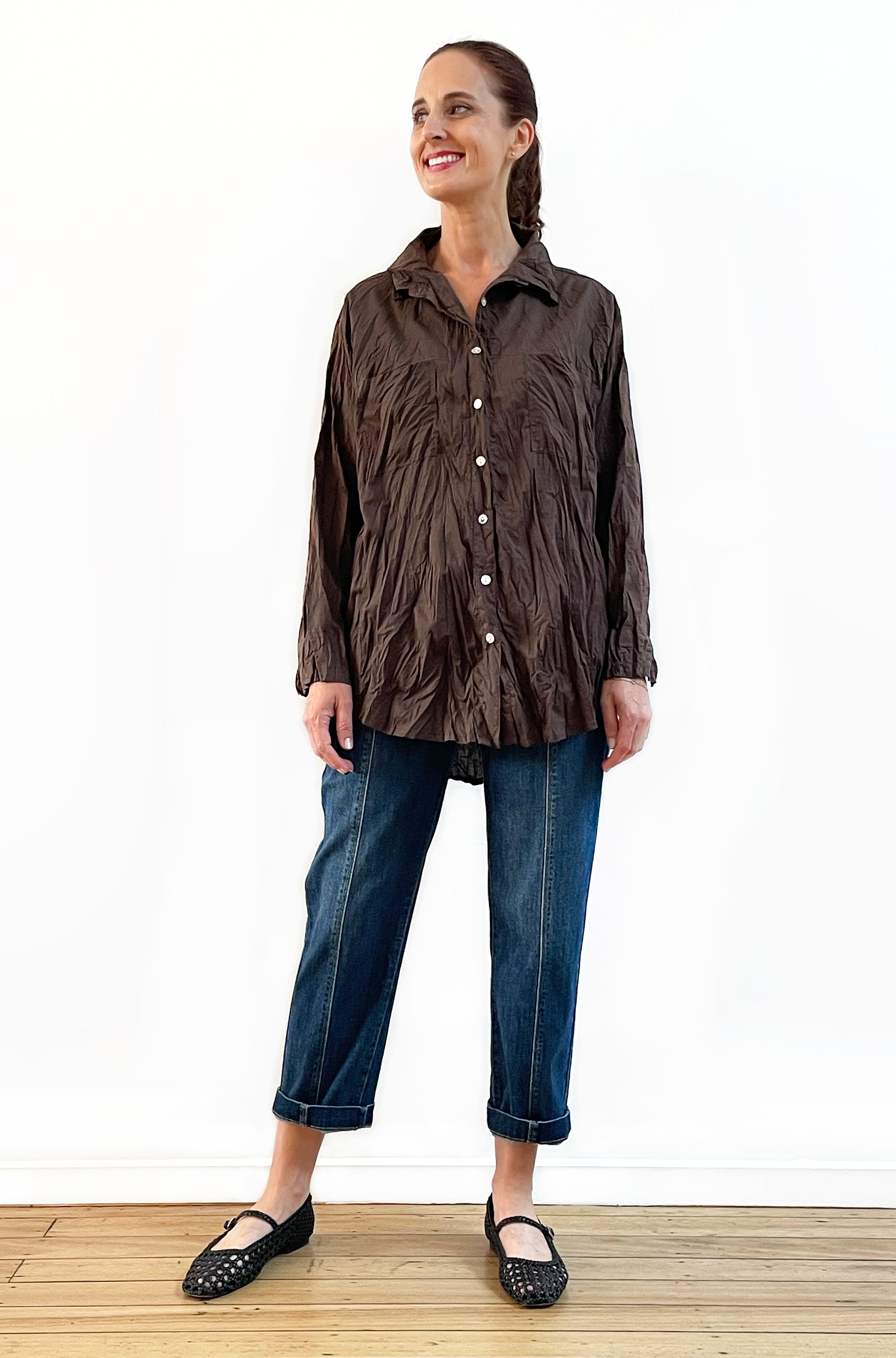 COTTON TWIST & GO SHIRT CHOCOLATE
