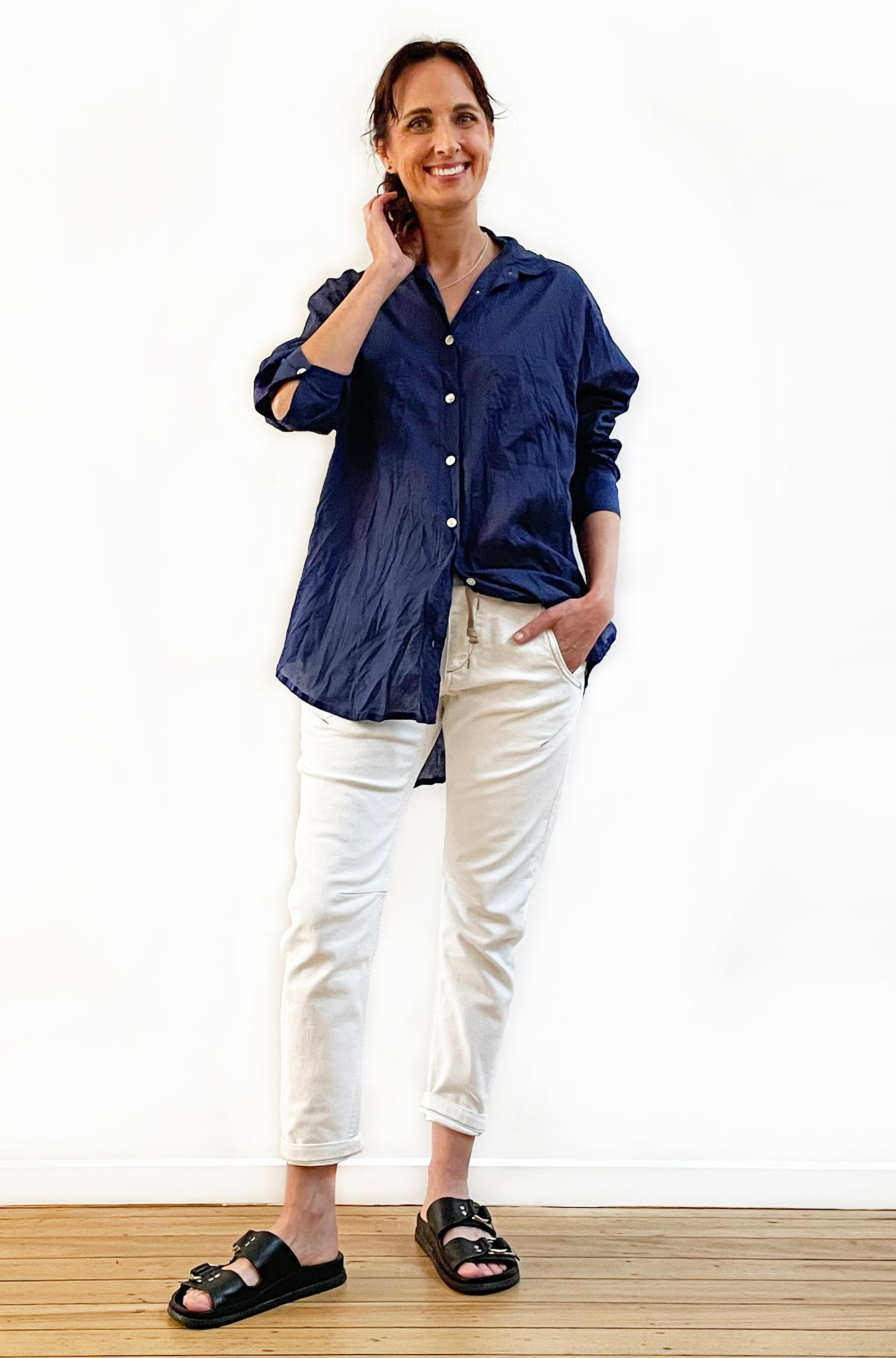 COTTON TWIST & GO SHIRT SOFT NAVY