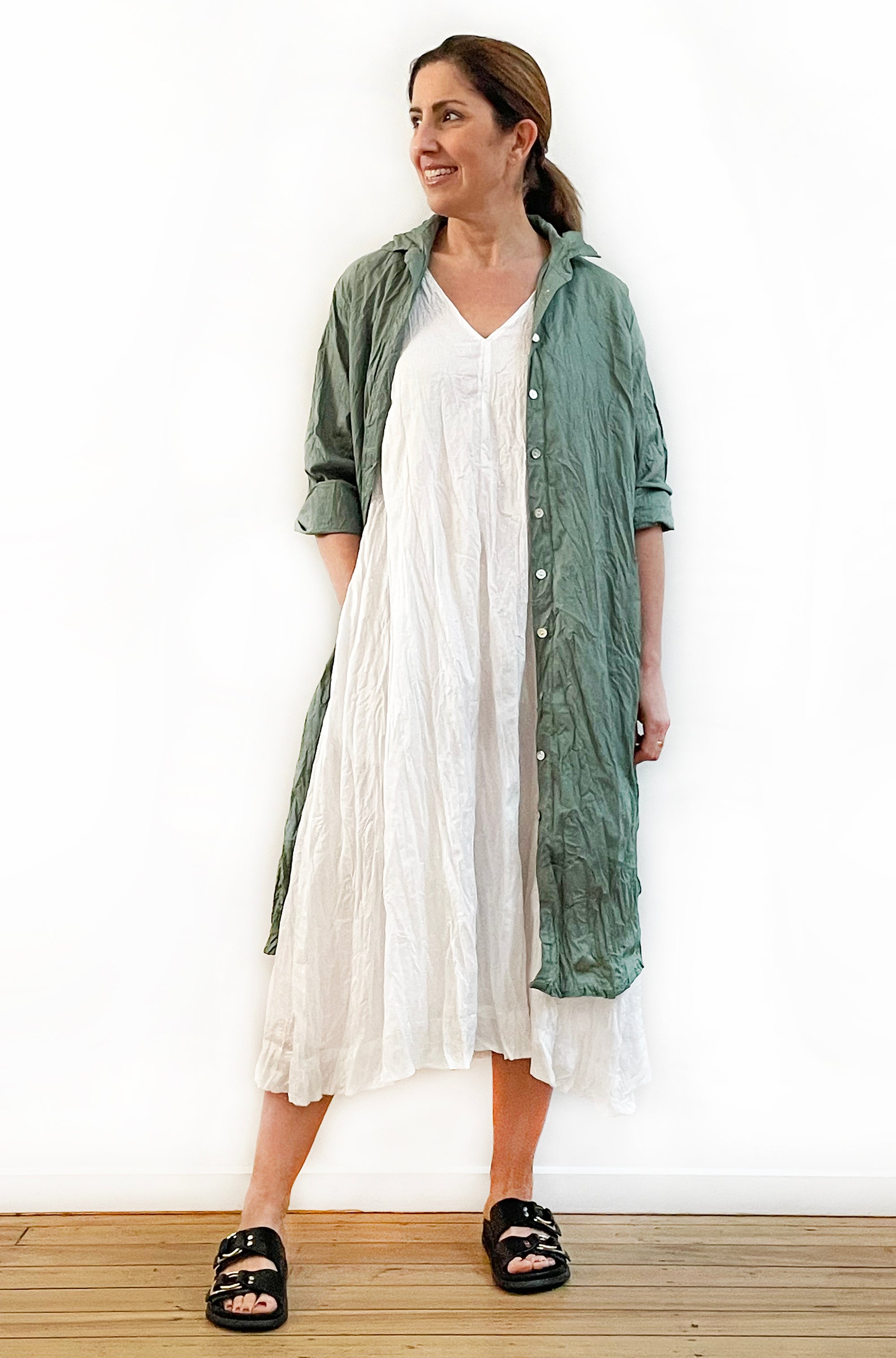 COTTON TWIST & GO LONGLINE SHIRT SUMMER SAGE