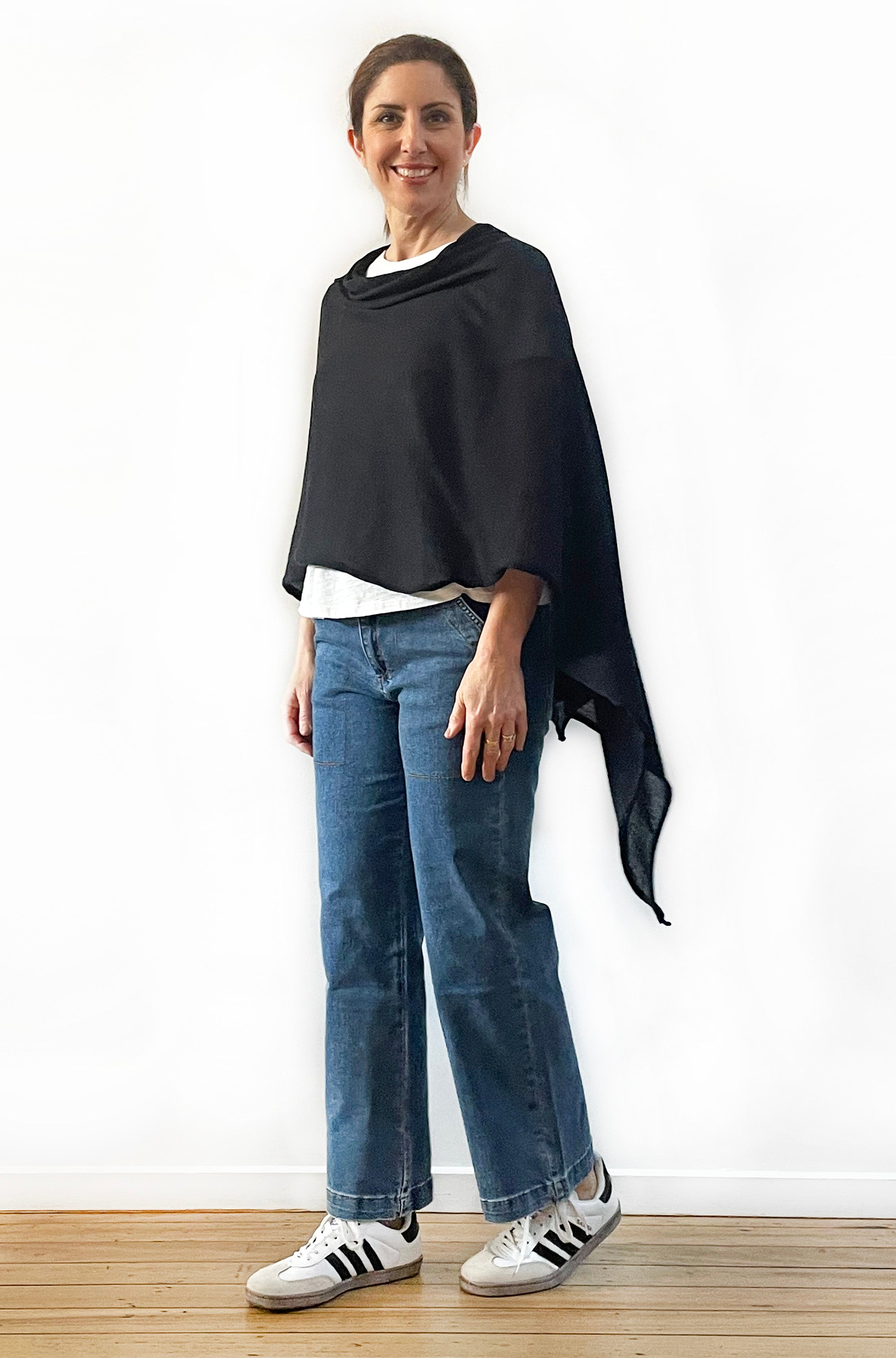 DON'T FORGET ME COTTON 5-WAY KNIT PONCHO BLACK