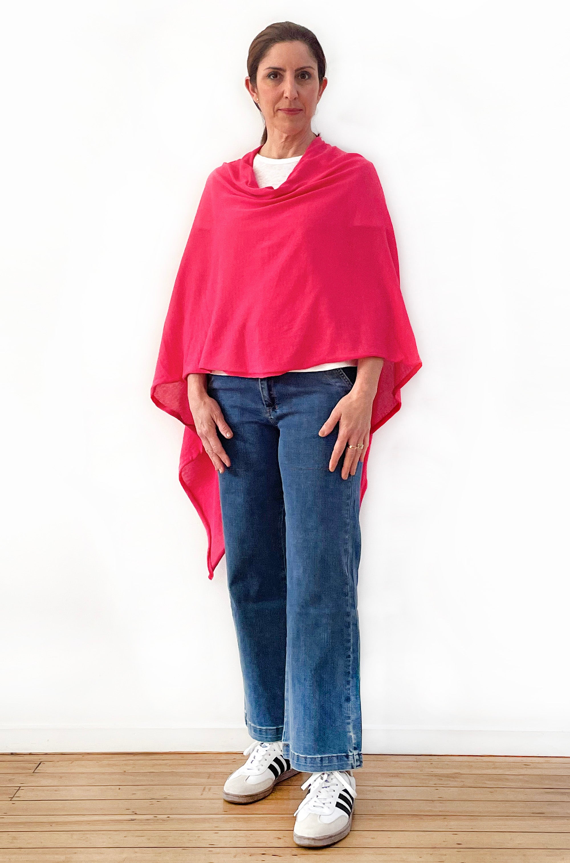 DON'T FORGET ME COTTON 5-WAY KNIT PONCHO FUCHSIA