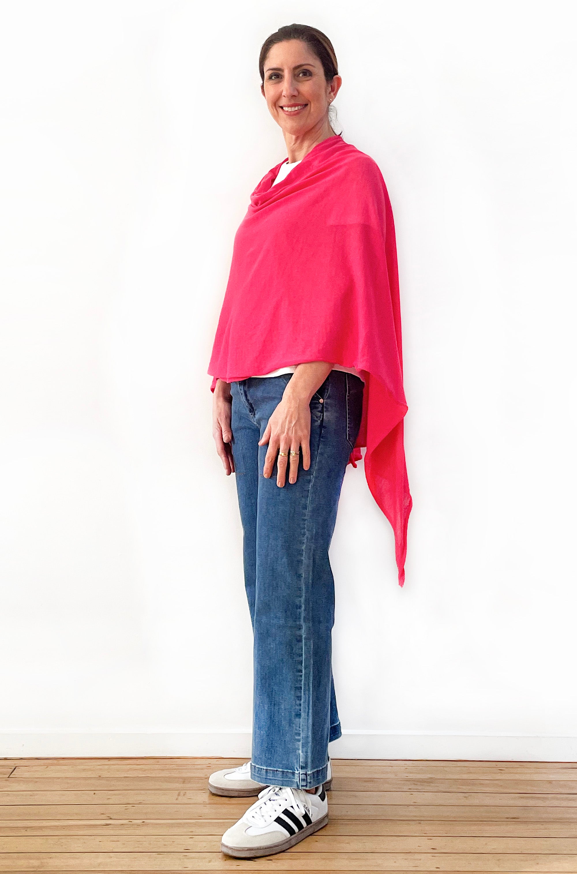 DON'T FORGET ME COTTON 5-WAY KNIT PONCHO FUCHSIA