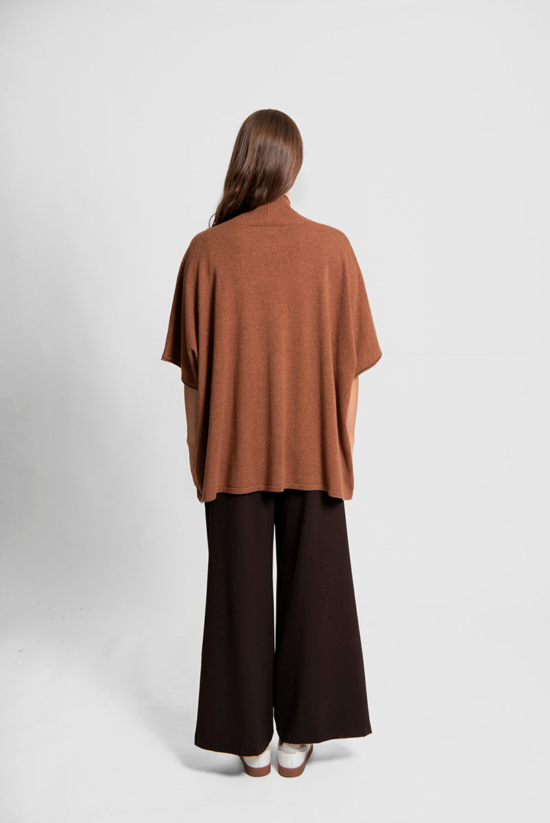 FIELDS MERINO BLEND OVERSIZED BUTTON THRU PONCHO CHESNUT