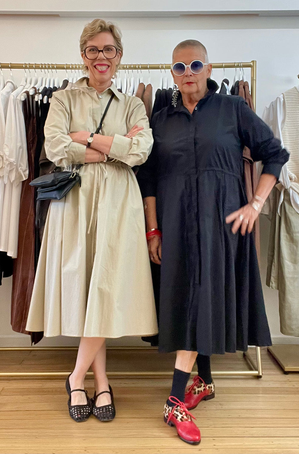 COTTON FULL SKIRT SHIRT DRESS BLACK