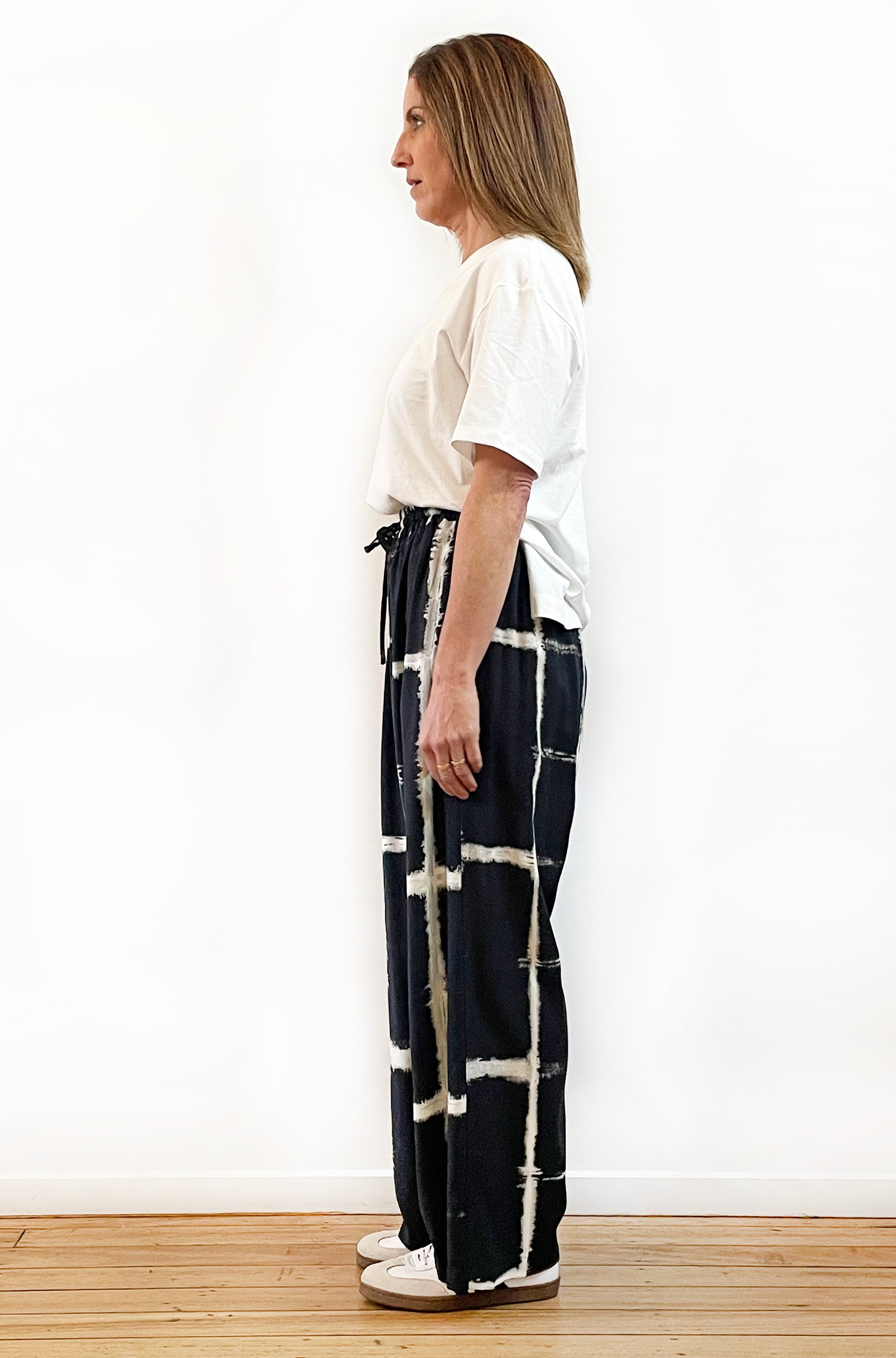 HAND DYED FULL LENGTH WIDE LEG PANT CHECK