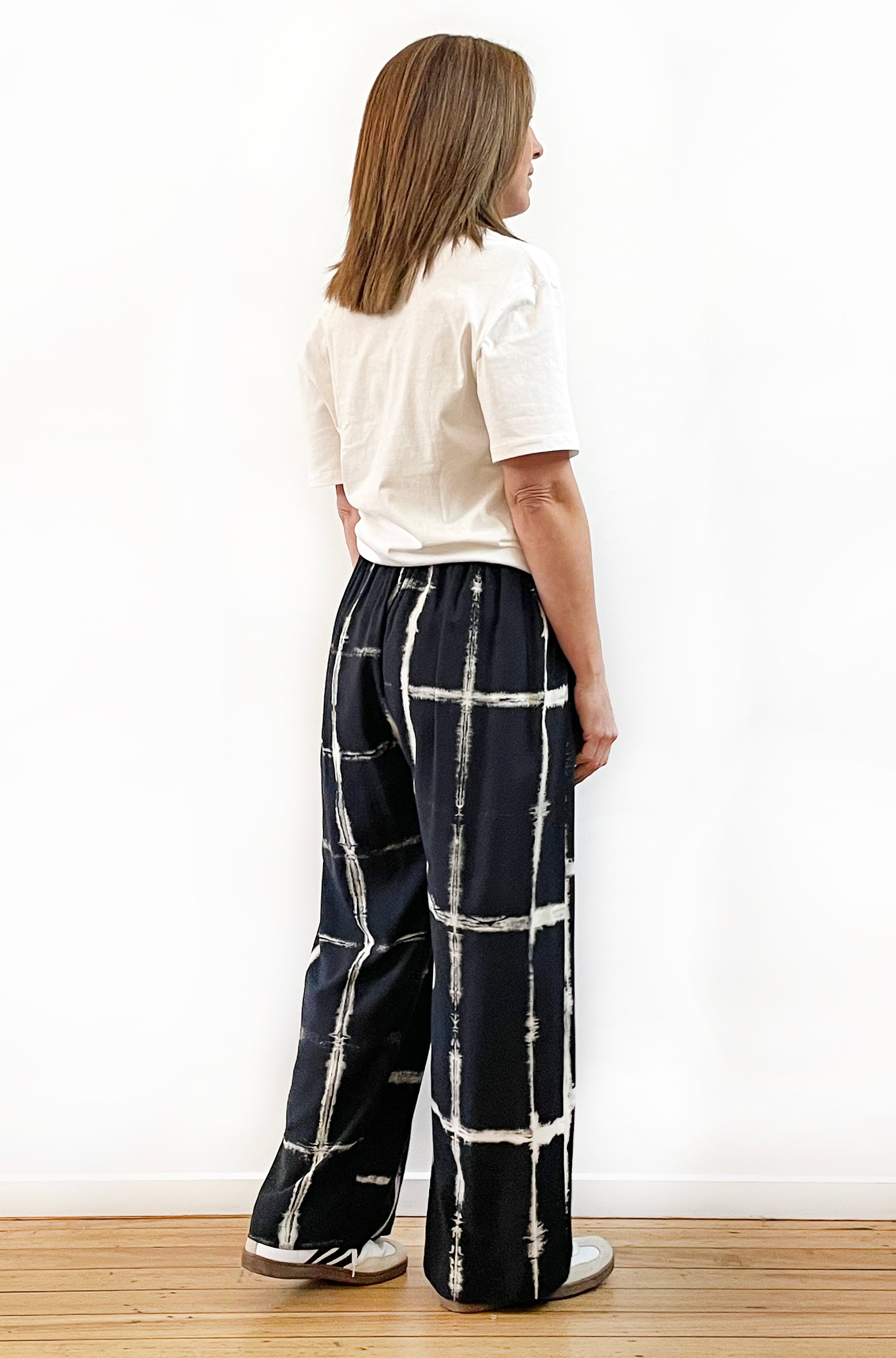 HAND DYED FULL LENGTH WIDE LEG PANT CHECK