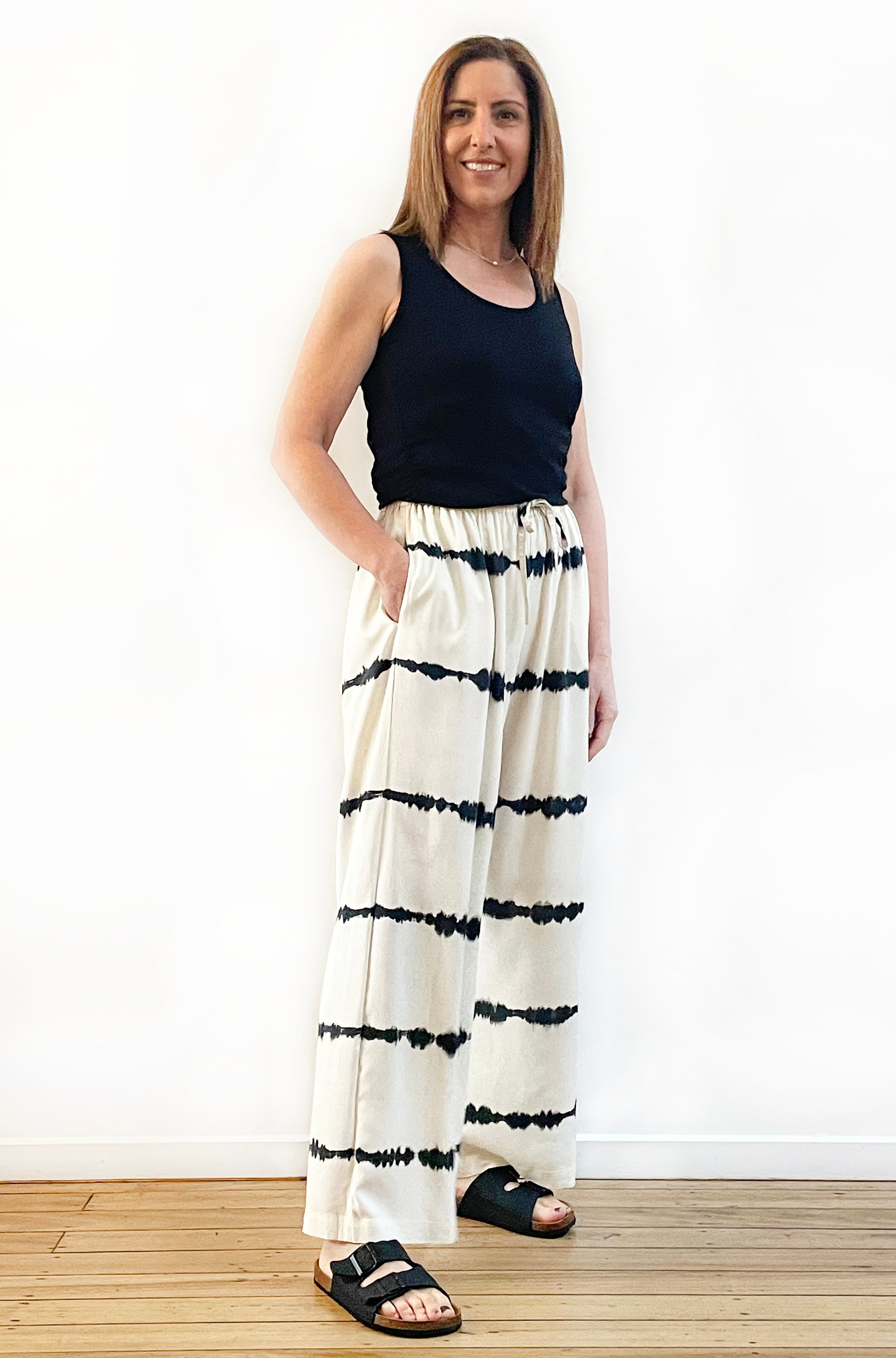 HAND DYED FULL LENGTH WIDE LEG PANT STRIPE