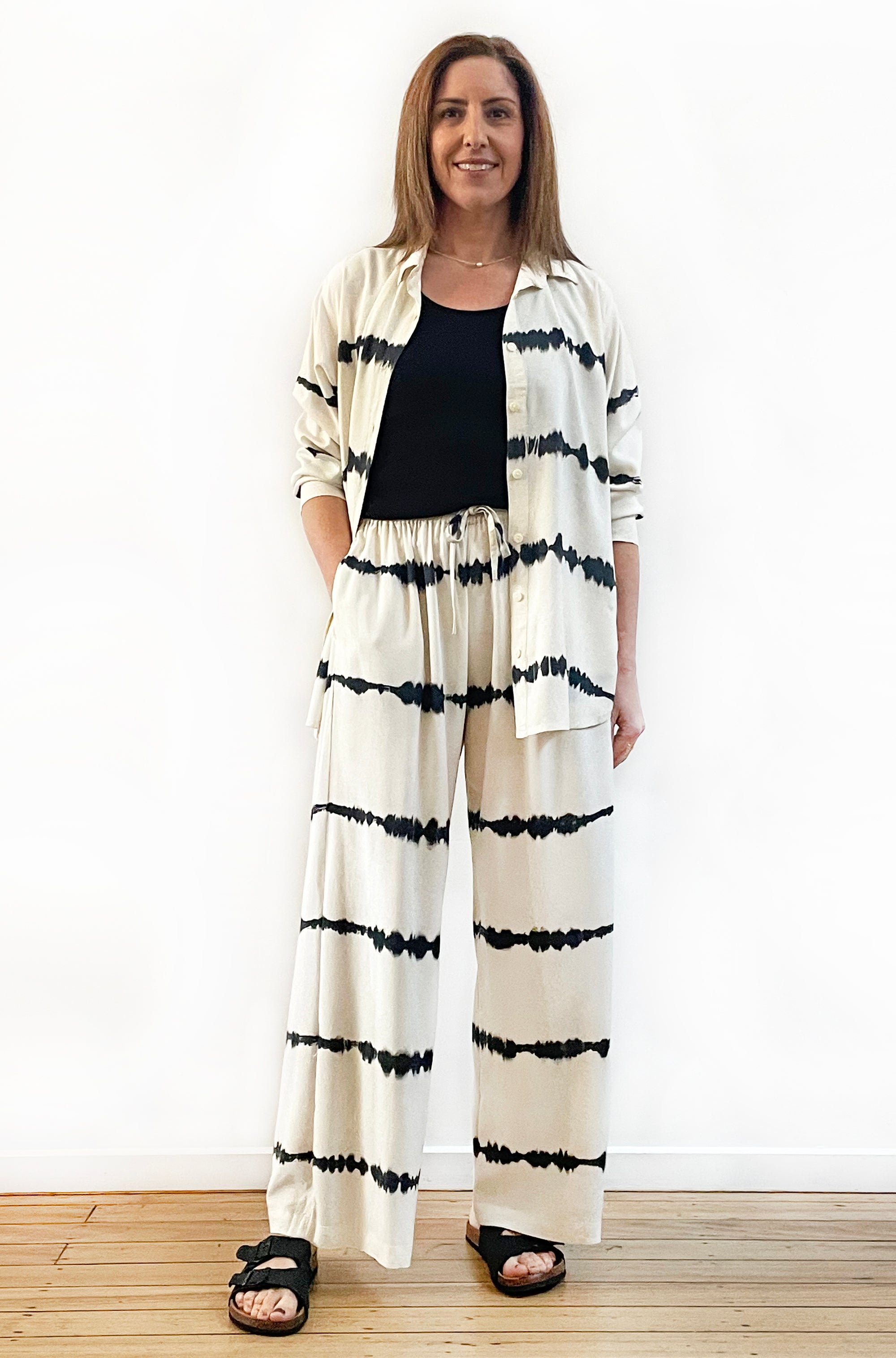 HAND DYED FULL LENGTH WIDE LEG PANT STRIPE